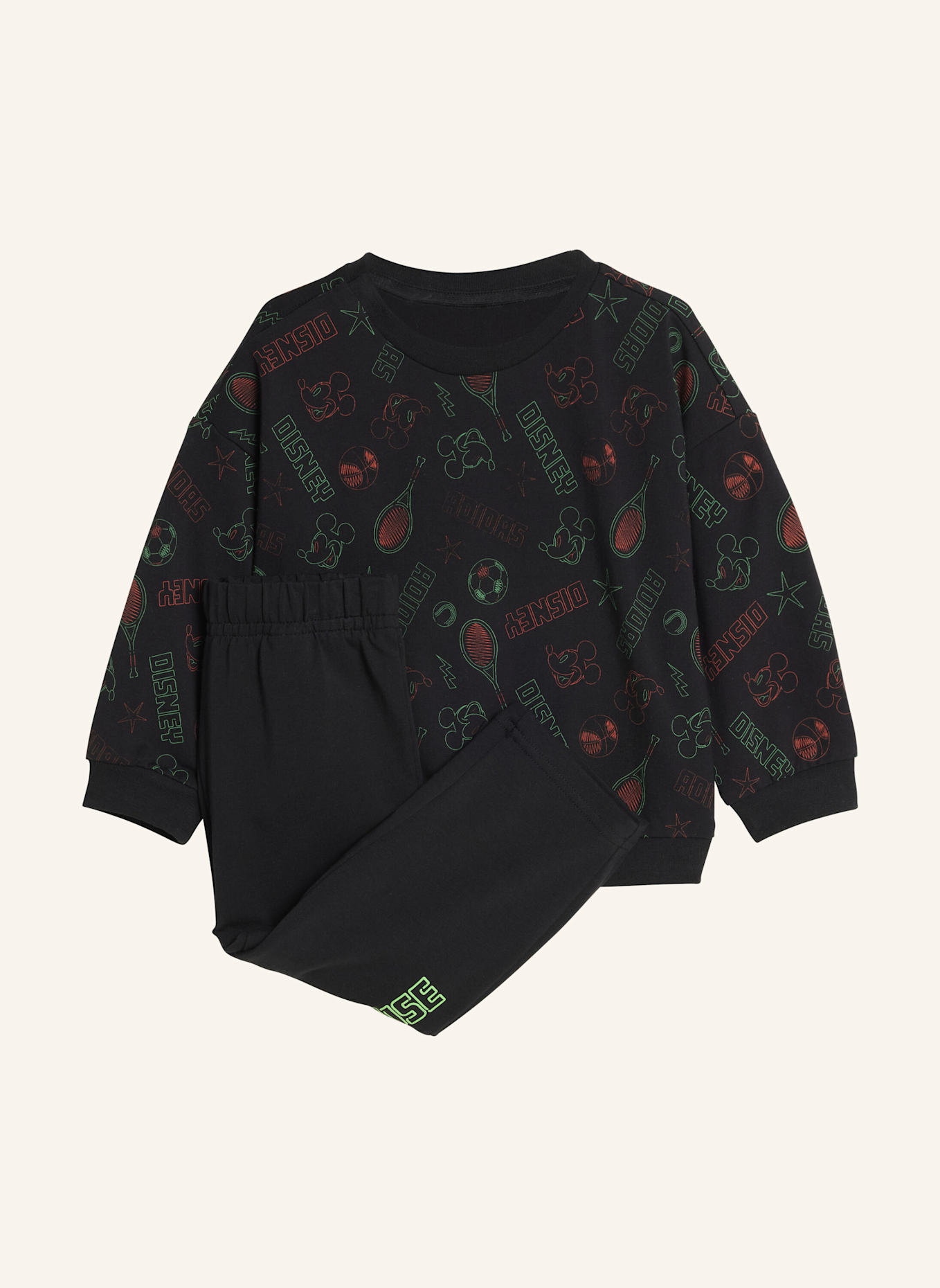 adidas DISNEY MICKY MAUS JOGGINGANZUG KINDER: SCHWARZ/ ORANGE/ NEONGRÜN