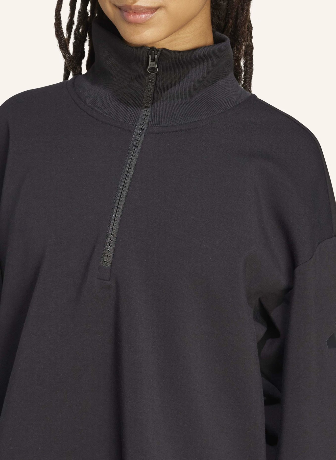 adidas Troyer SOFT LUX QUARTER ZIP: SCHWARZ