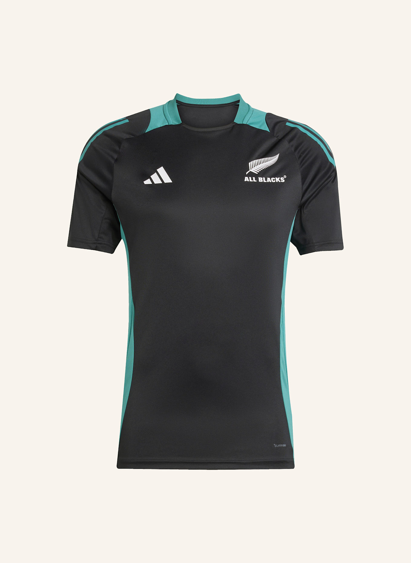 adidas ALL BLACKS PERFORMANCE T-SHIRT: SCHWARZ/ TÜRKIS