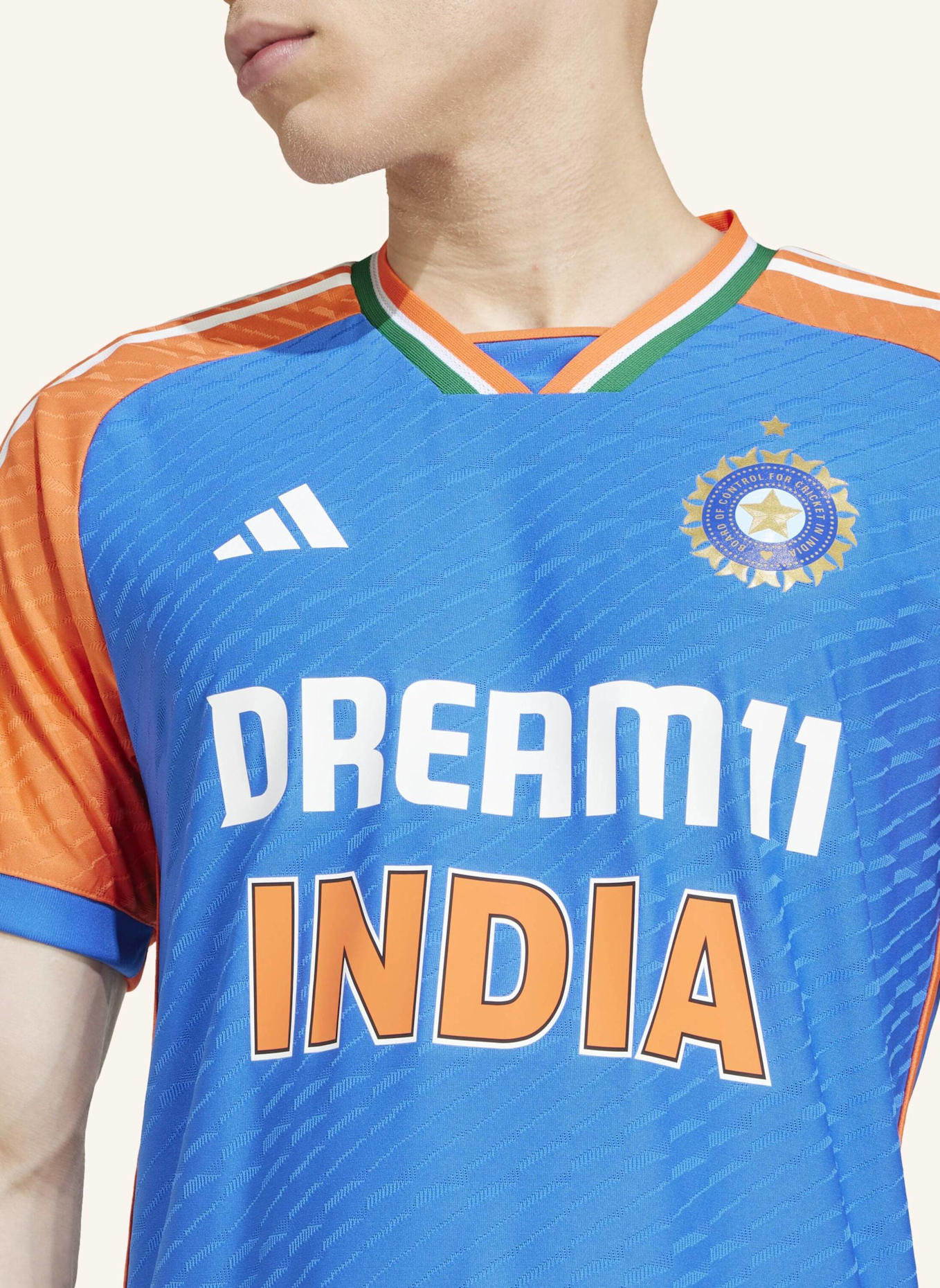 adidas INDIA CRICKET T20I TRIKOT: BLAU/ ORANGE
