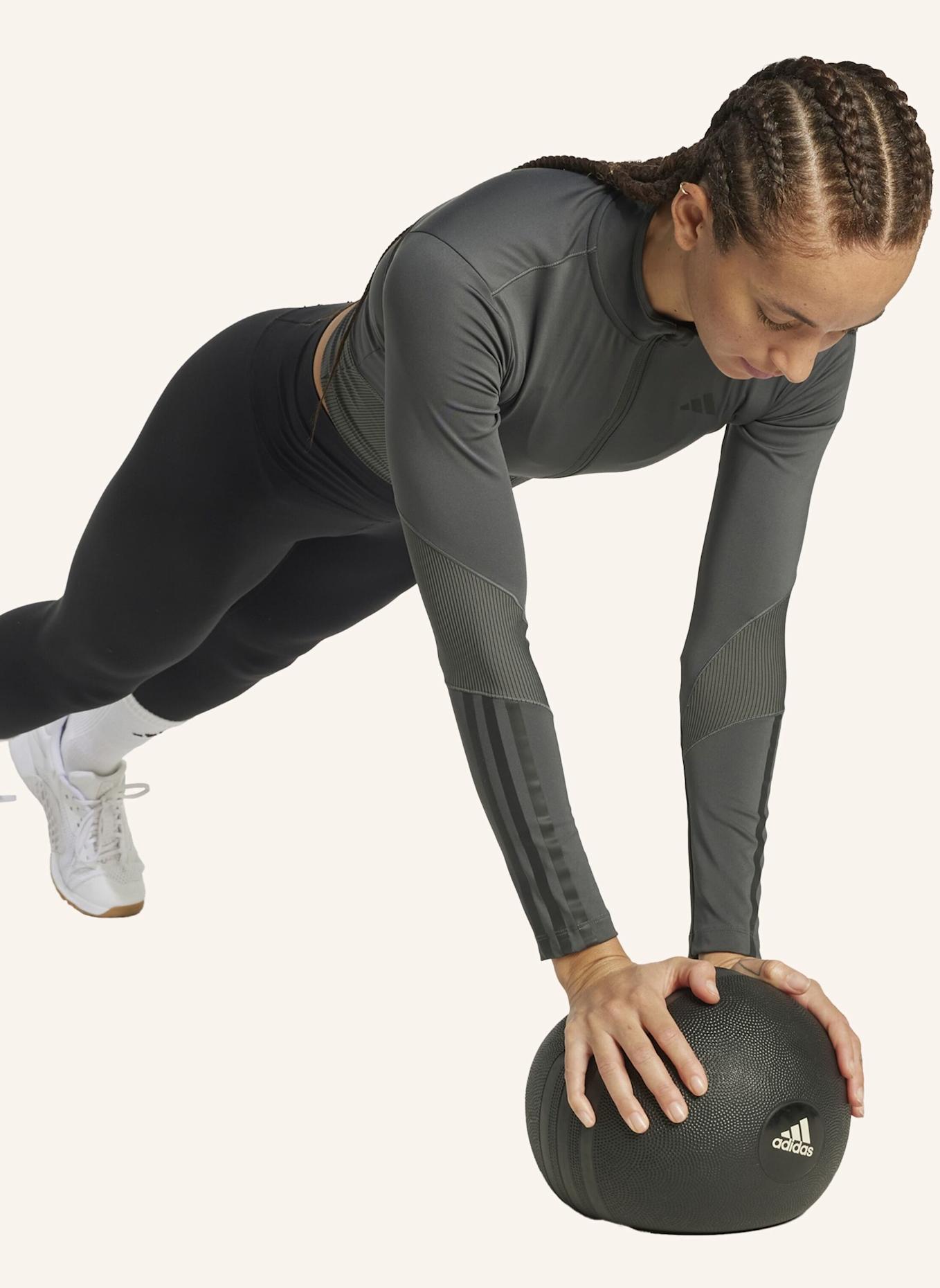 adidas HYPERGLAM RIB ZIP THRU COVER UP: GRAU/ SCHWARZ