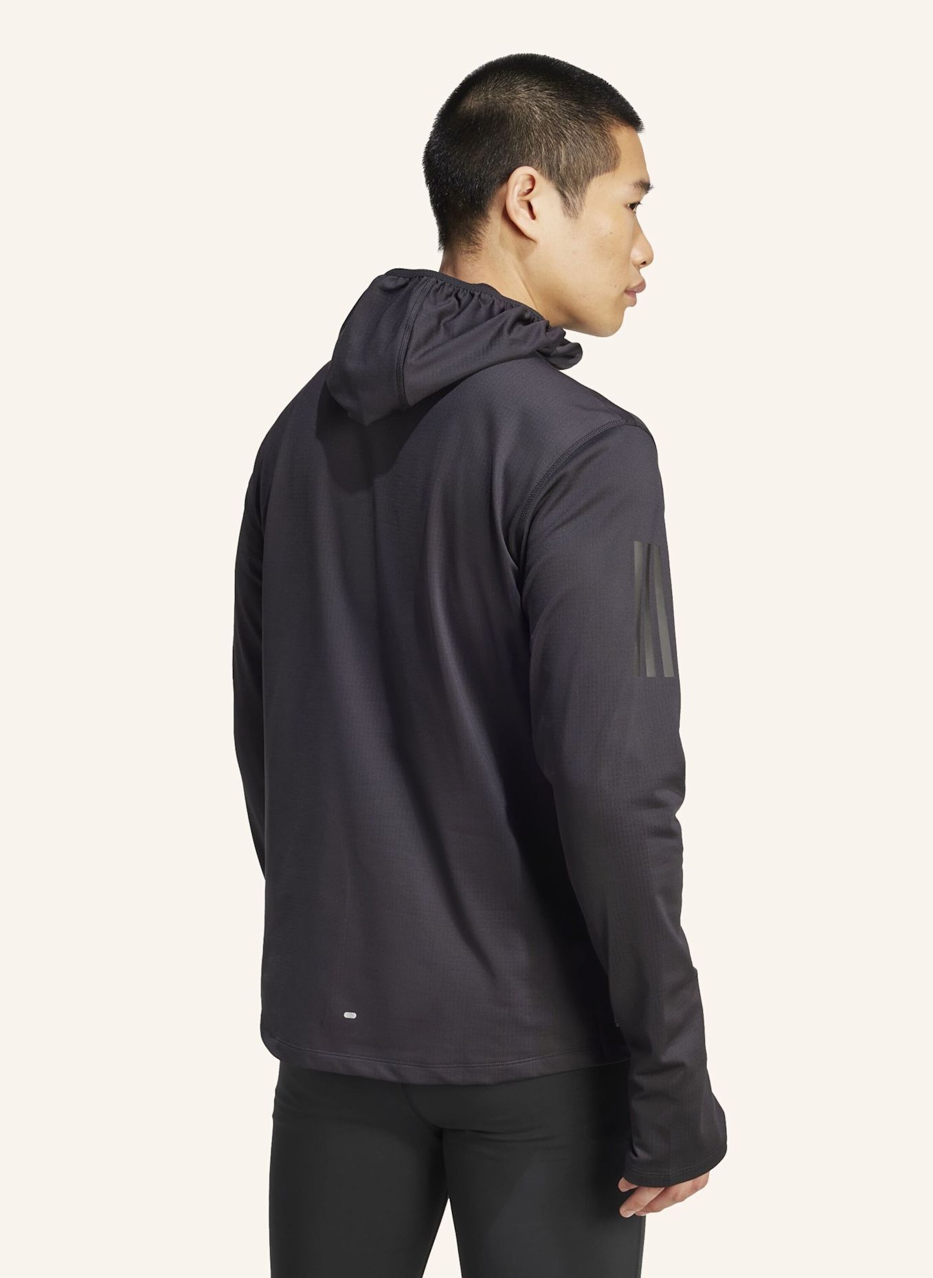 adidas OWN THE RUN HOODIE, WINTERFEST, REISSVERSCHLUSS BIS ZUR BRUST: SCHWARZ