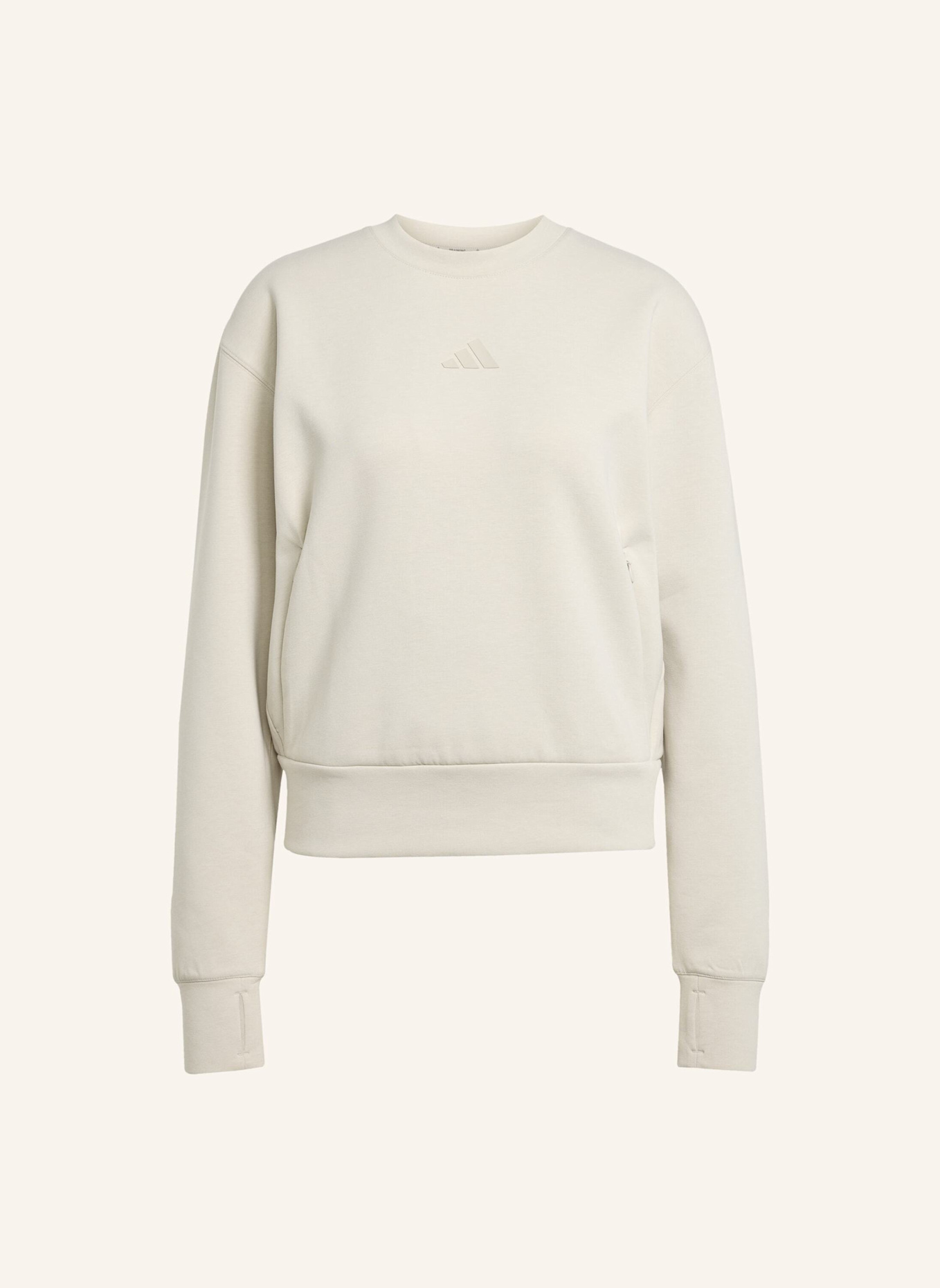 adidas DESIGNED-FOR-TRAINING ENTWORFENES WARM-UP SWEATSHIRT MIT RUNDHALSAUSSCHNITT: BEIGE