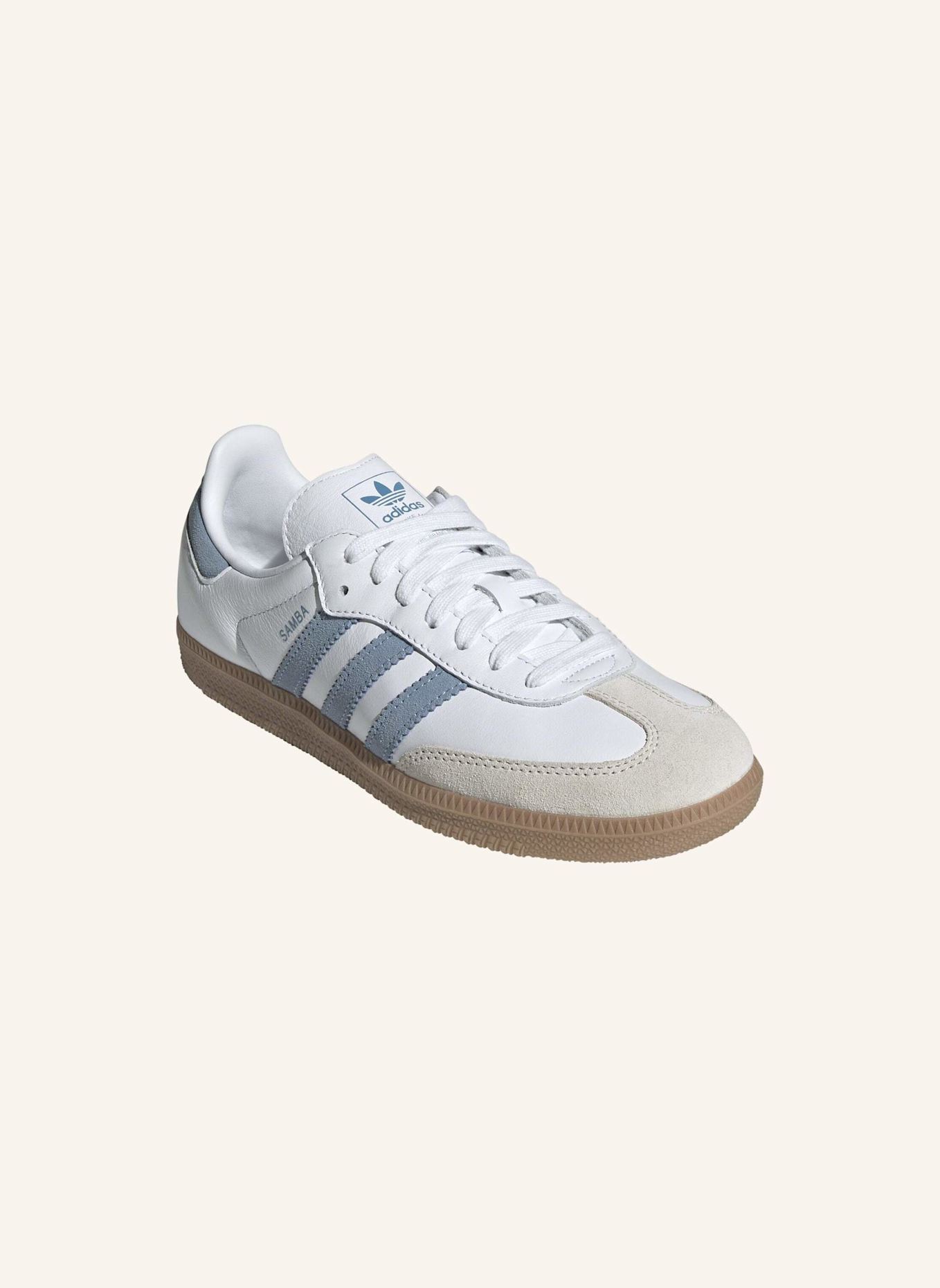 adidas Originals SAMBA OG SCHUH: WEISS/ BEIGE/ BLAU