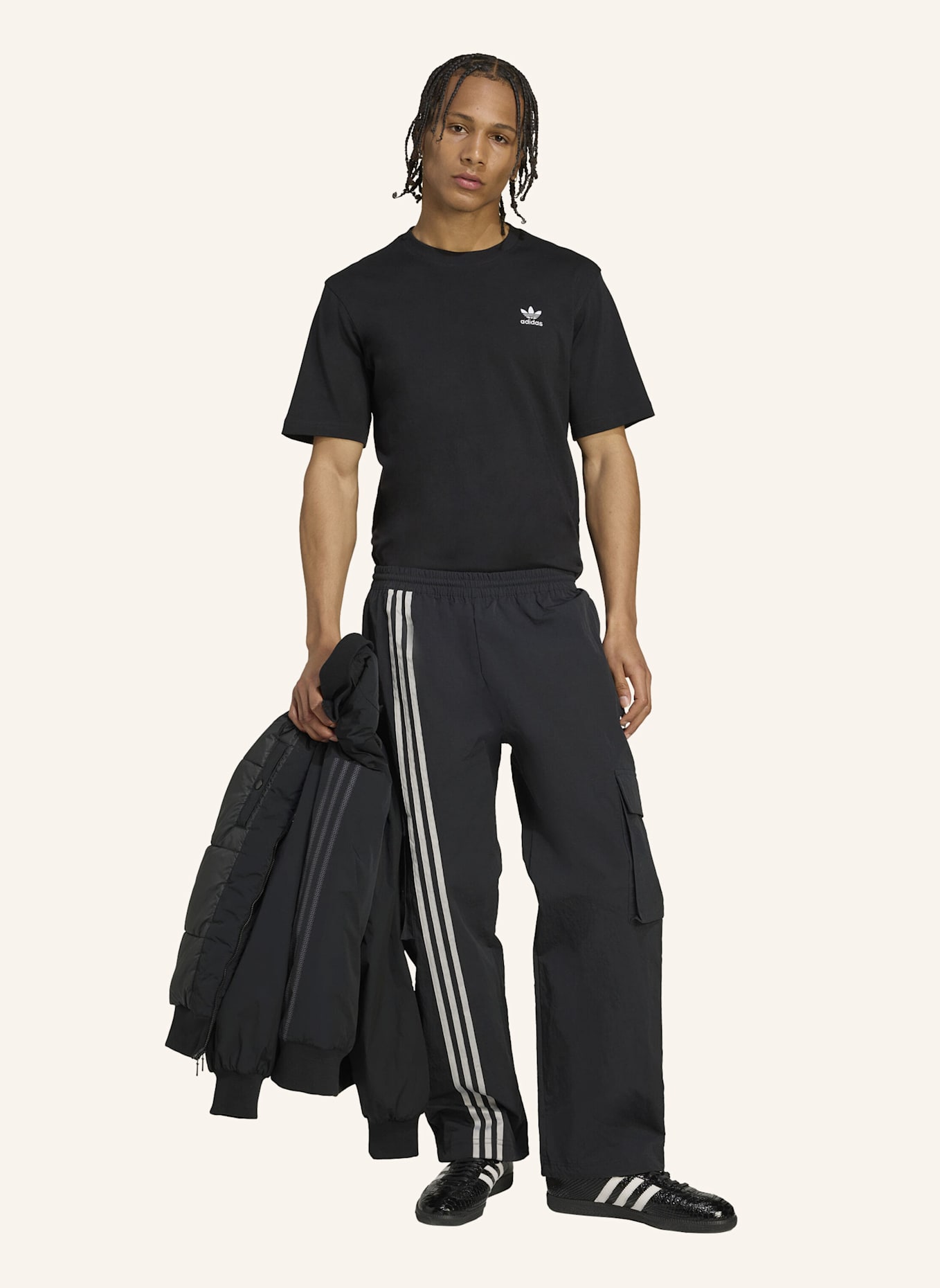 adidas Originals FRONT STRIPES WOVEN CARGOHOSE: SCHWARZ