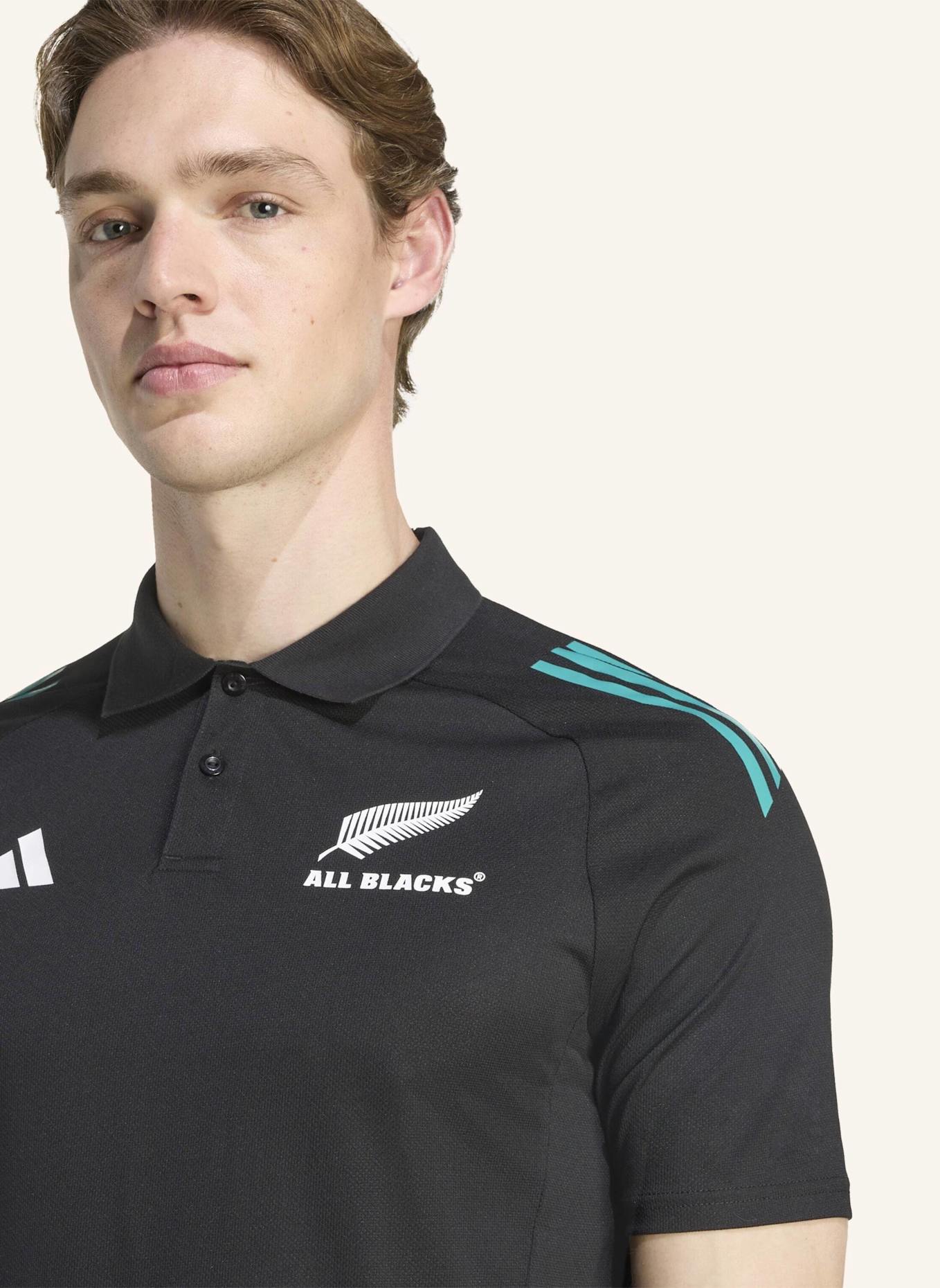 adidas ALL BLACKS TRAINING POLOSHIRT: SCHWARZ/ TÜRKIS