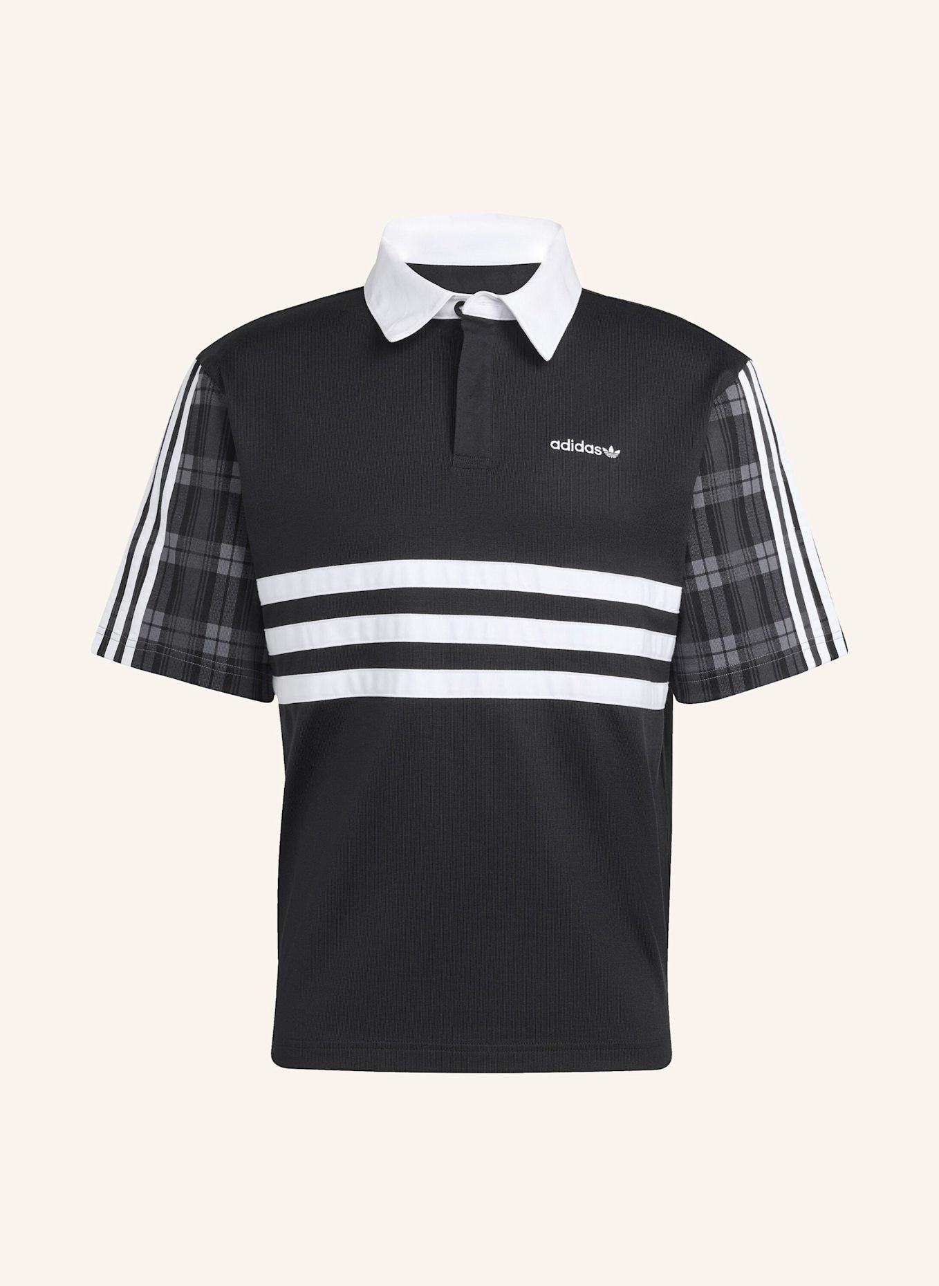 adidas Originals TARTAN REGULAR RUGBY POLOSHIRT: SCHWARZ