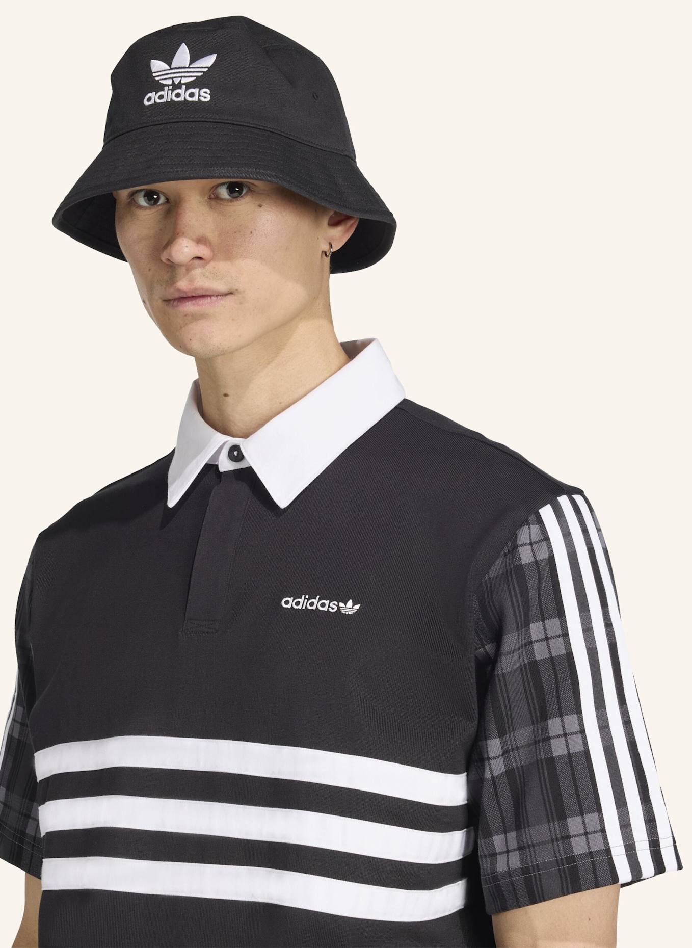 adidas Originals TARTAN REGULAR RUGBY POLOSHIRT: SCHWARZ