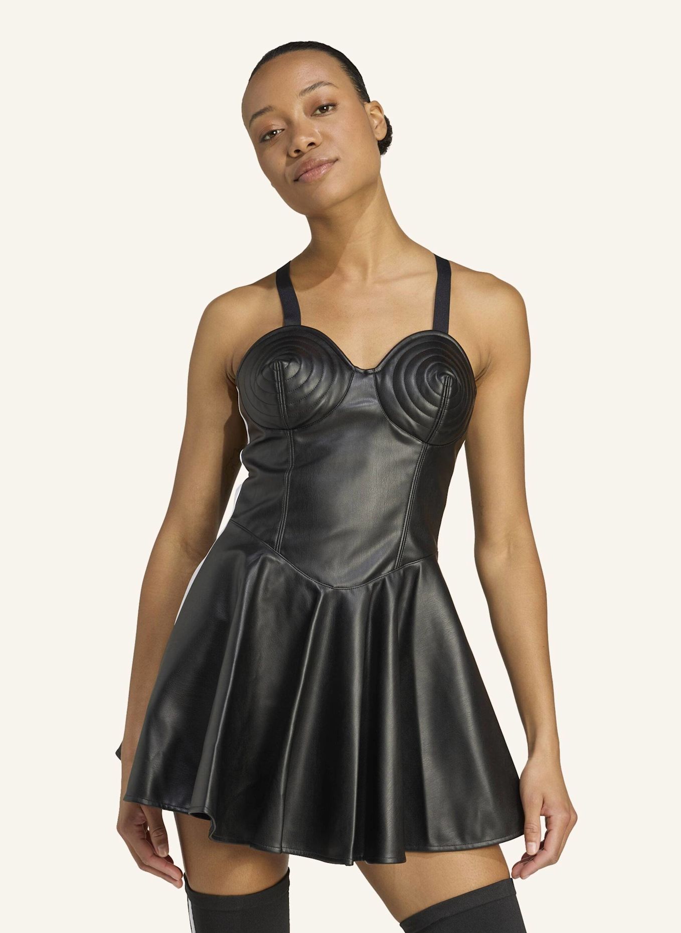 adidas Originals ADIDAS X JEREMY SCOTT KLEID AUS SYNTHETIKLEDER: SCHWARZ
