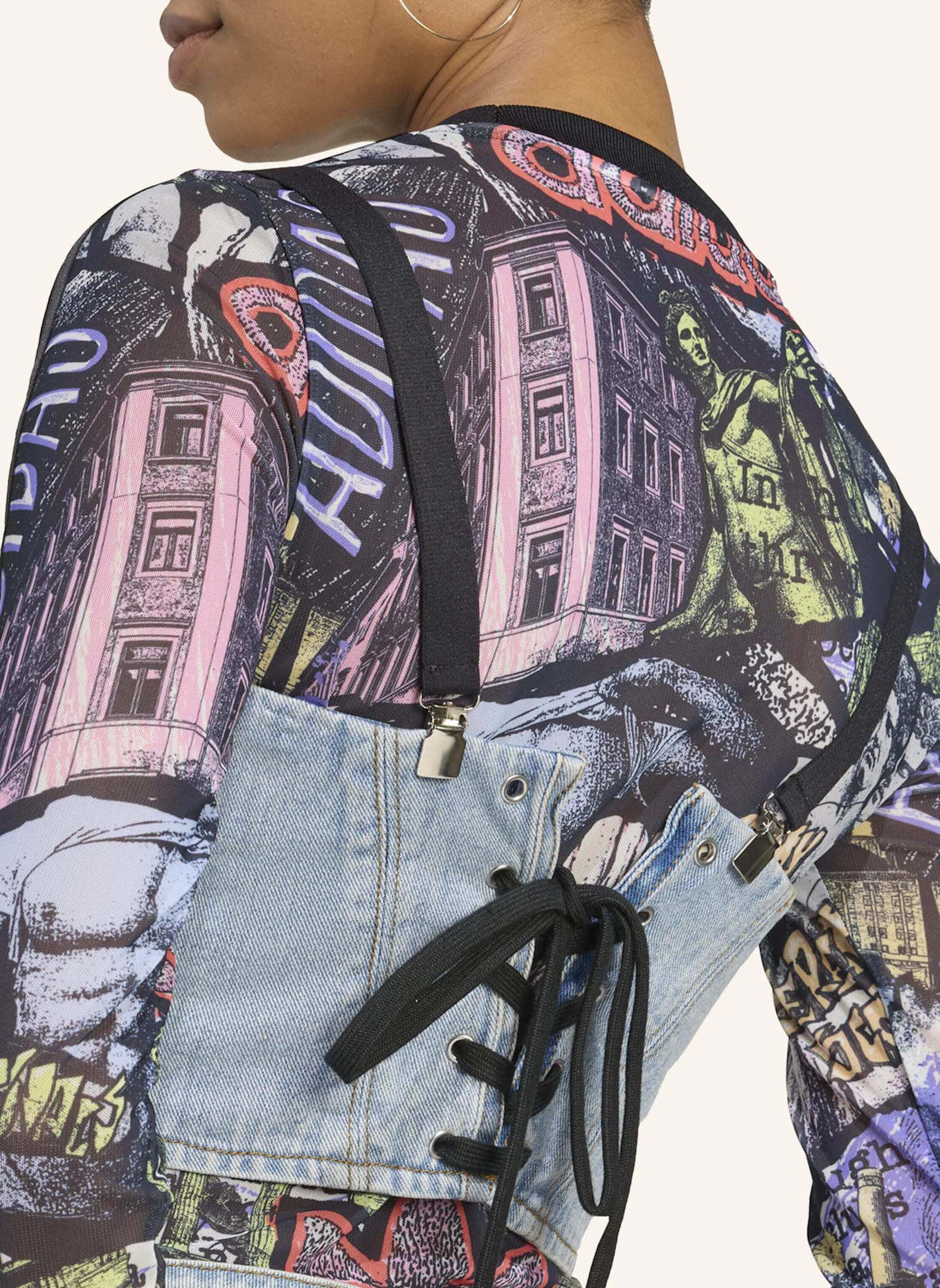 adidas Originals ADIDAS X JEREMY SCOTT DENIM-BUSTIER: BLAU