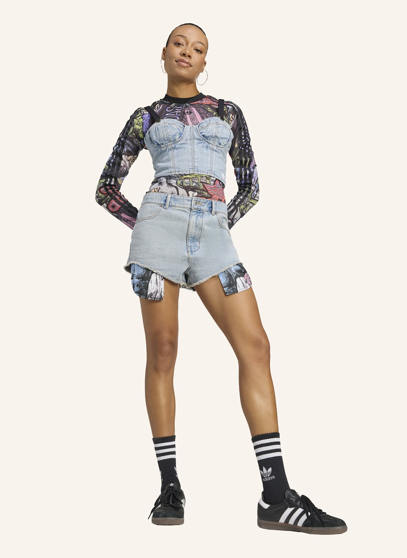 adidas Originals ADIDAS X JEREMY SCOTT JEANS-SHORTS: BLAU