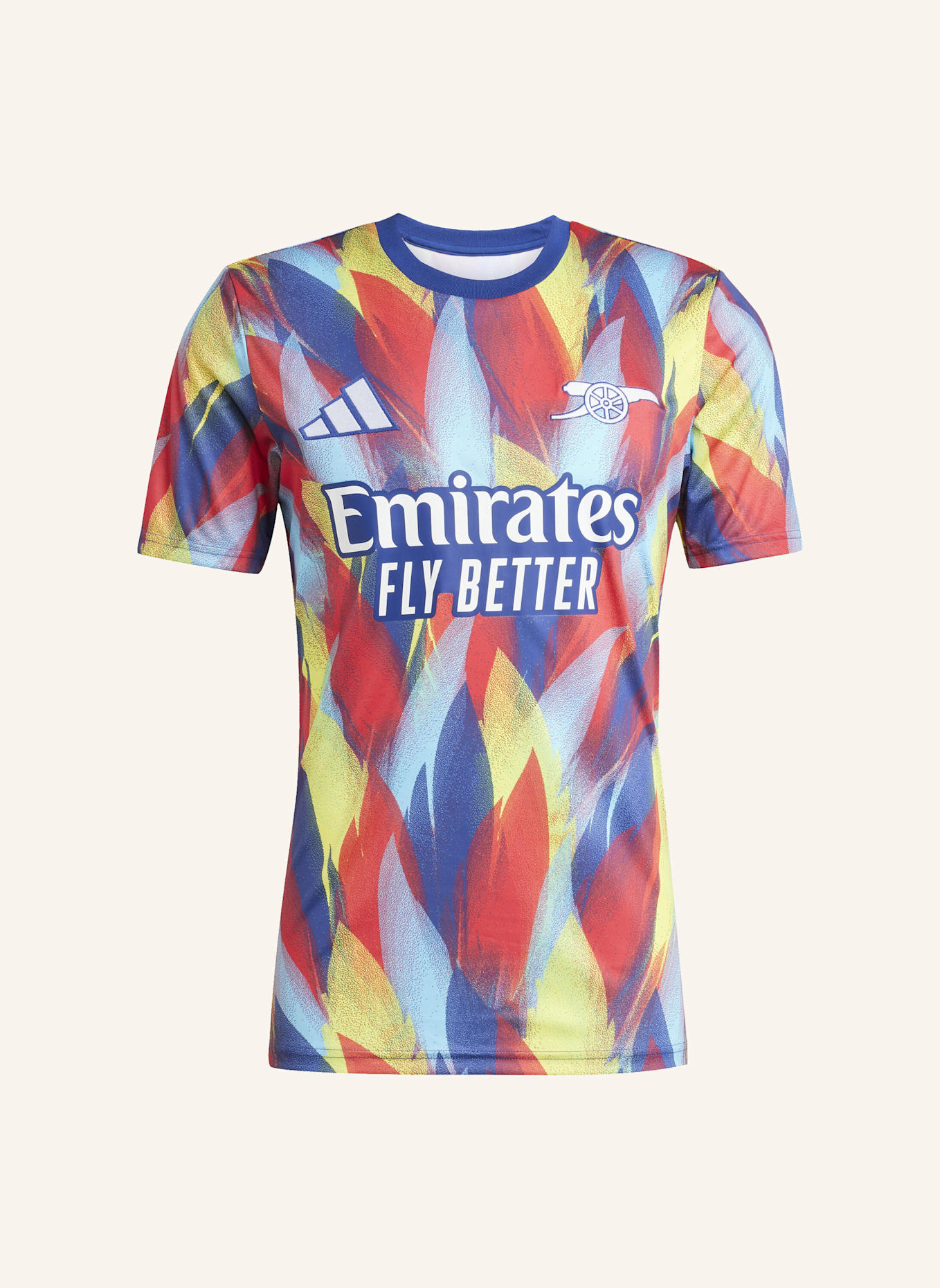 adidas ARSENAL 25/26 PRE-MATCH-SHIRT: BLAU/ ROT/ GELB