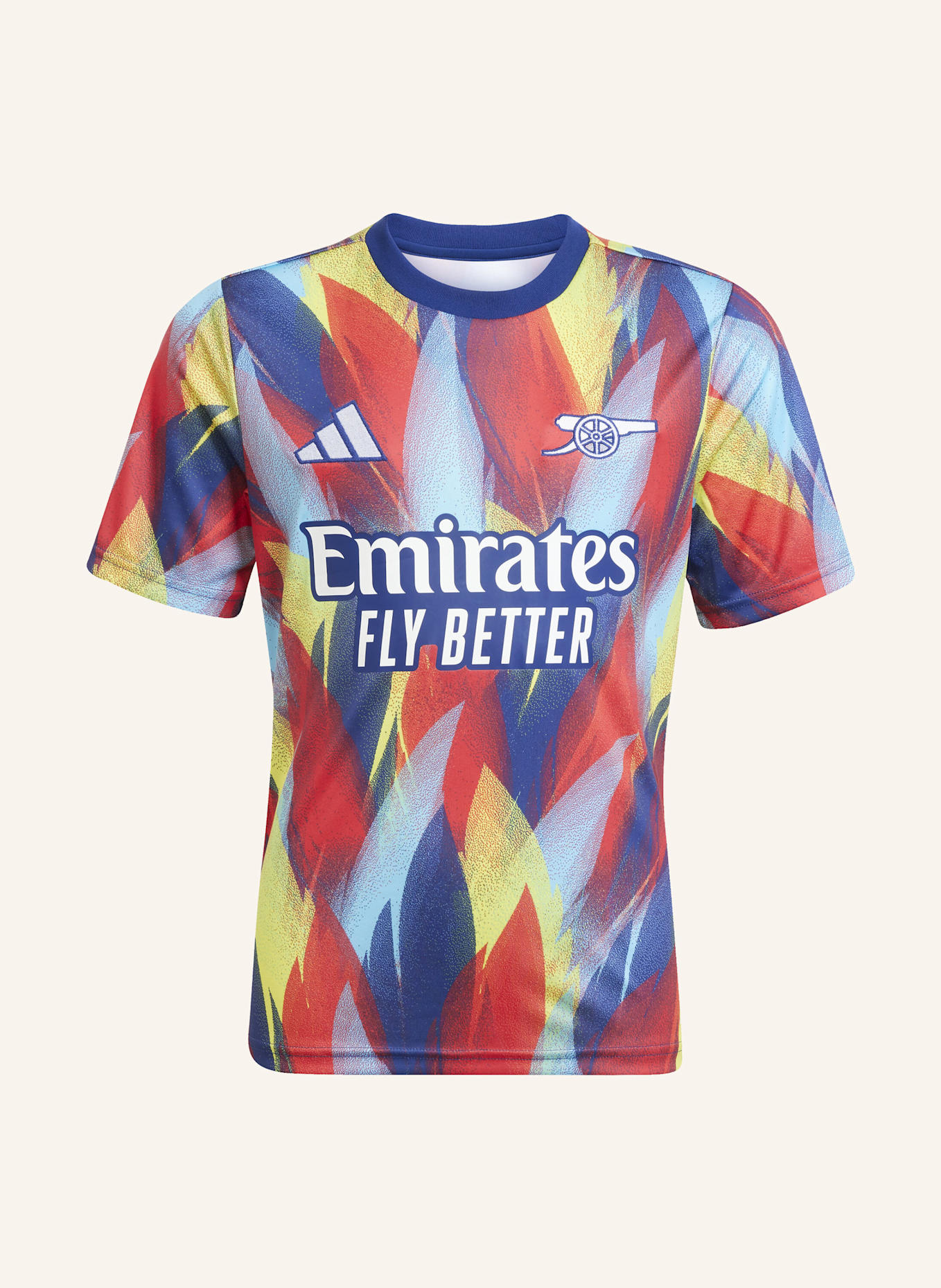 adidas ARSENAL 25/26 PRE-MATCH-SHIRT: BLAU/ ROT/ GELB