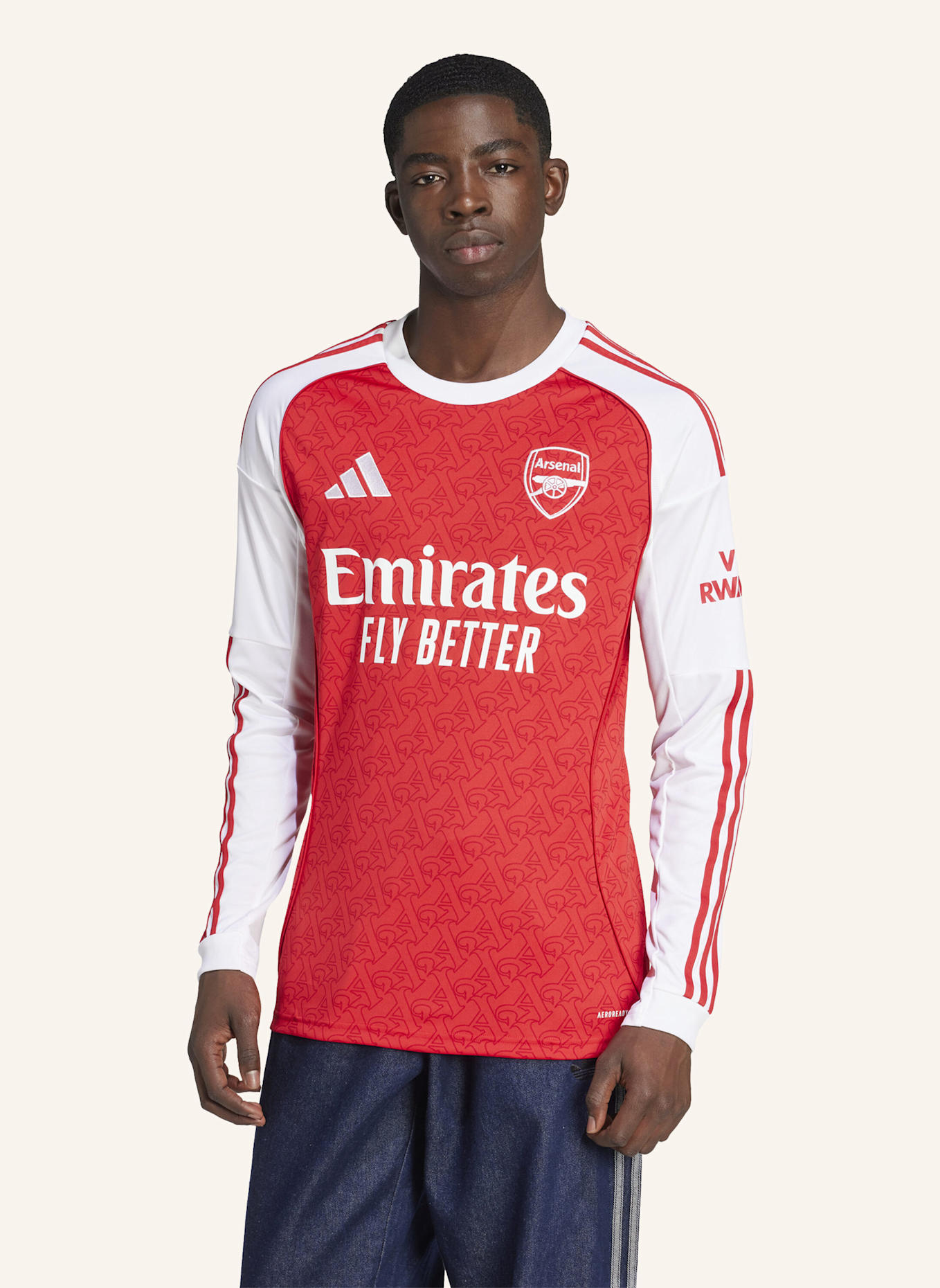 adidas FC ARSENAL 25/26 LONG SLEEVE HEIMTRIKOT: ROT/ WEISS