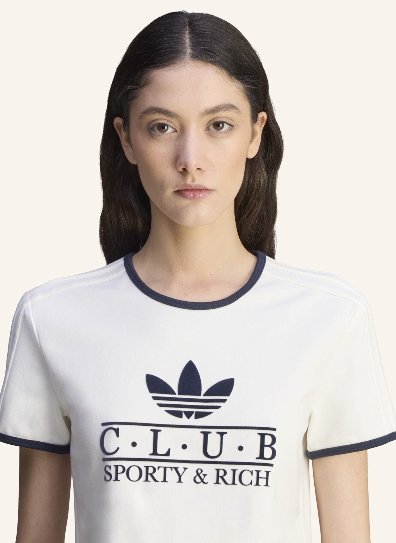 adidas Originals SPORTY & RICH T-SHIRT: WEISS/ BLAU
