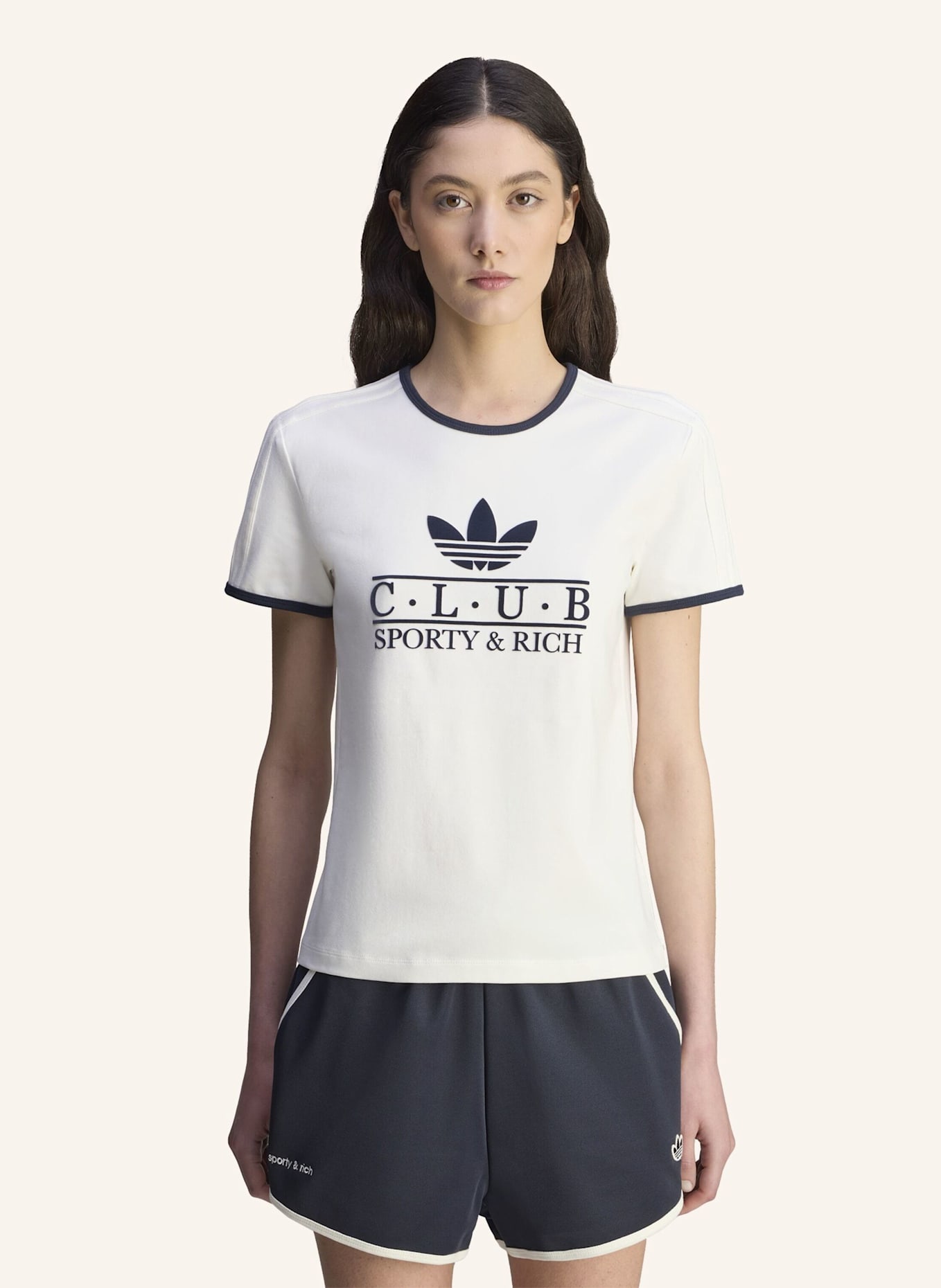 adidas Originals SPORTY & RICH T-SHIRT: WEISS/ BLAU