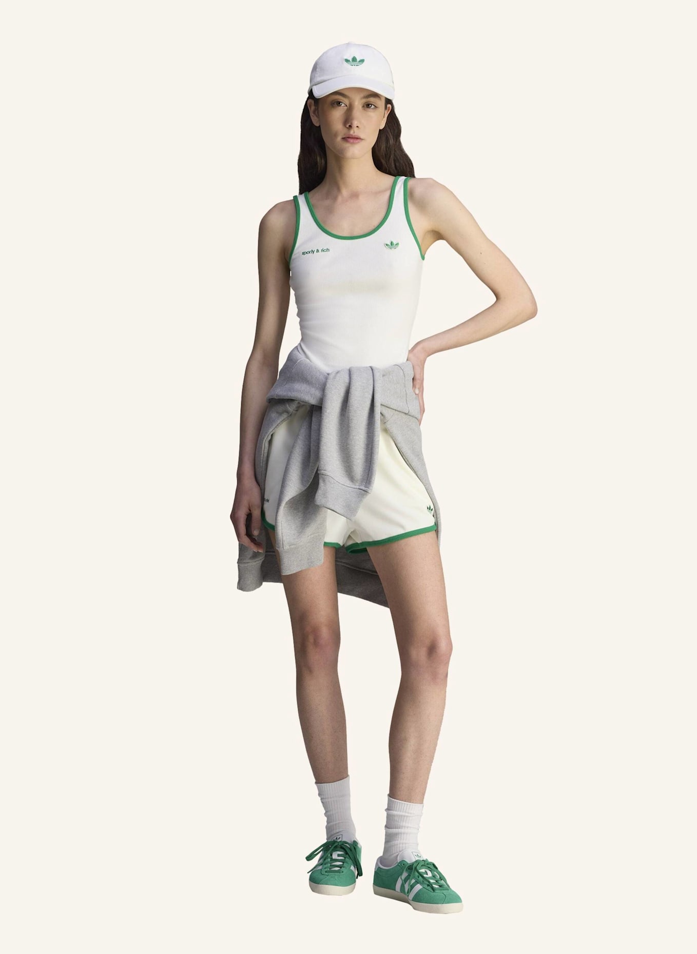 adidas Originals SPORTY & RICH TANKTOP: WEISS/ GRÜN