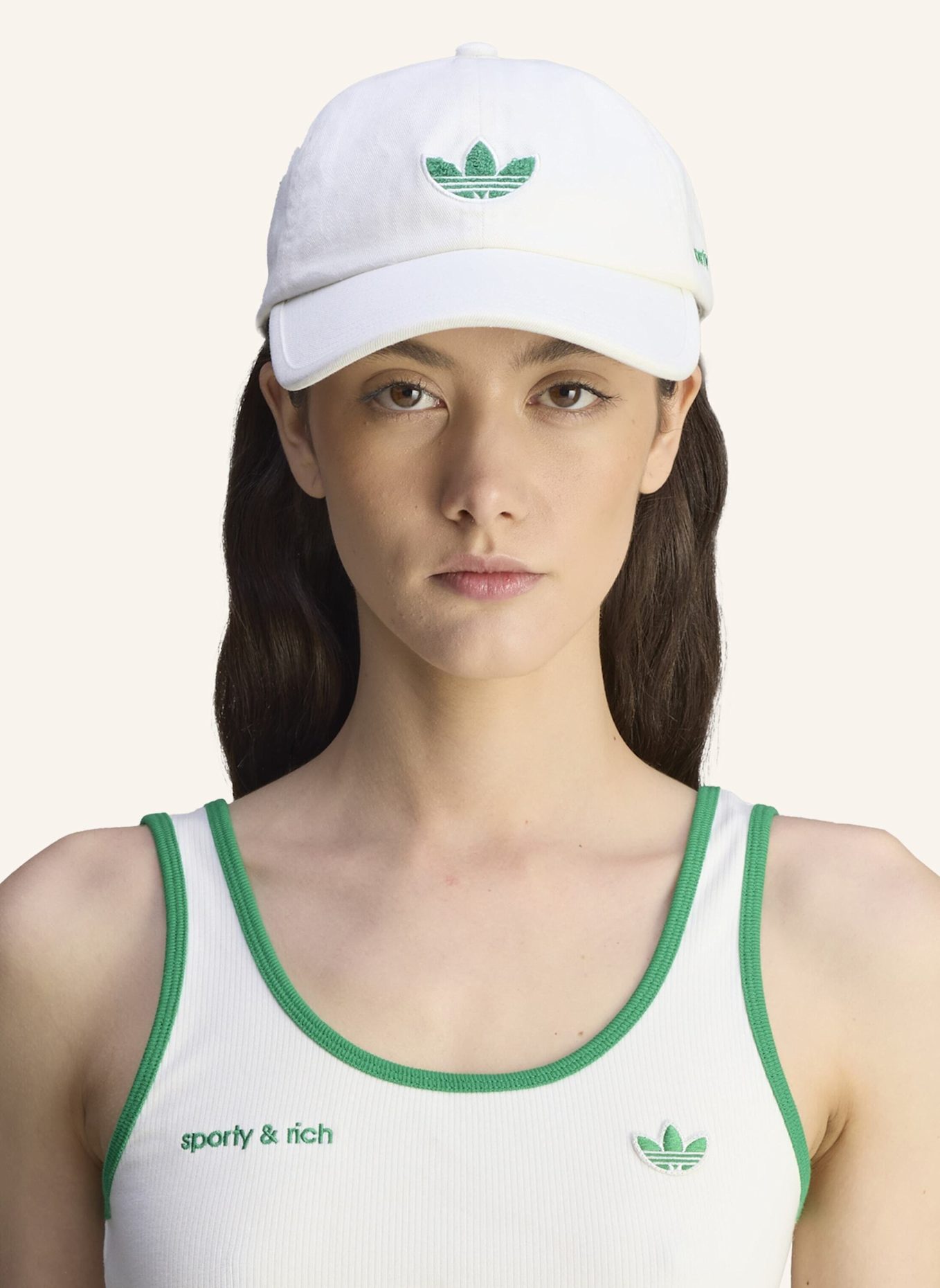 adidas Originals SPORTY & RICH TANKTOP: WEISS/ GRÜN