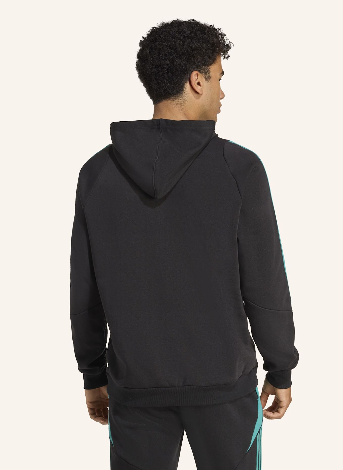 adidas ALL BLACKS KAPUZENJACKE: SCHWARZ/ TÜRKIS