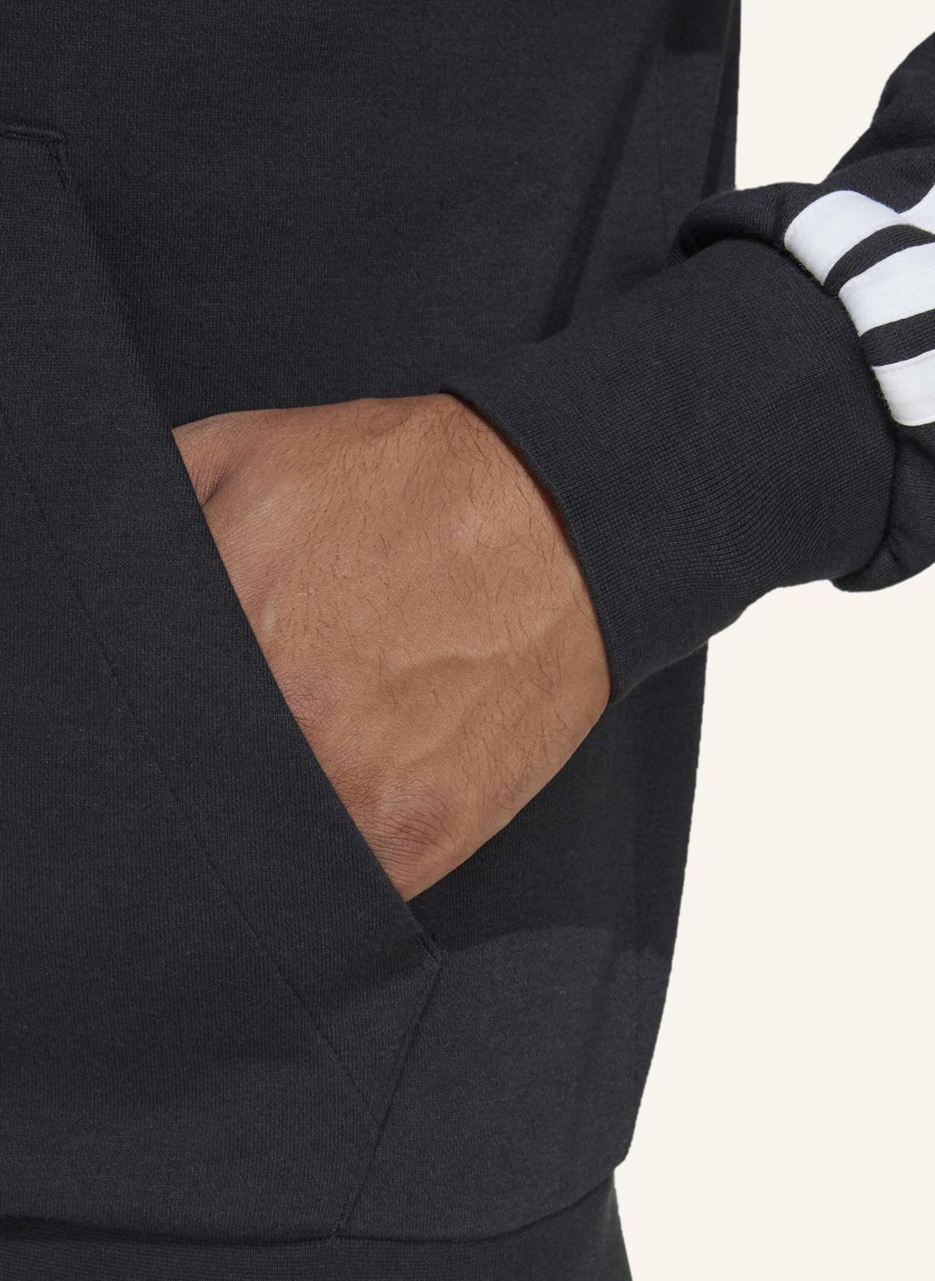 adidas ESSENTIALS 3-STREIFEN FRENCH TERRY KAPUZENJACKE: SCHWARZ/ WEISS