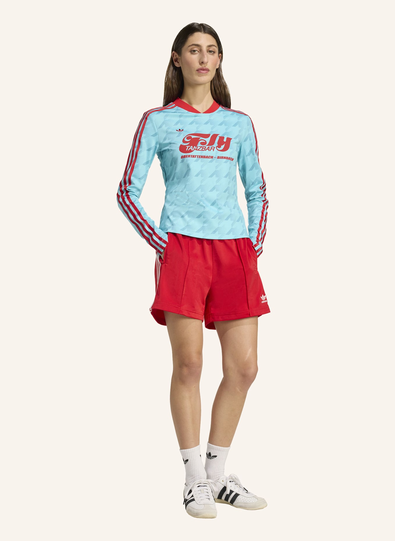 adidas Originals LANGÄRMELIGES FUSSBALLTRIKOT MIT SCHMALER PASSFORM UND ALLOVER-GRAFIKPRINT: BLAU