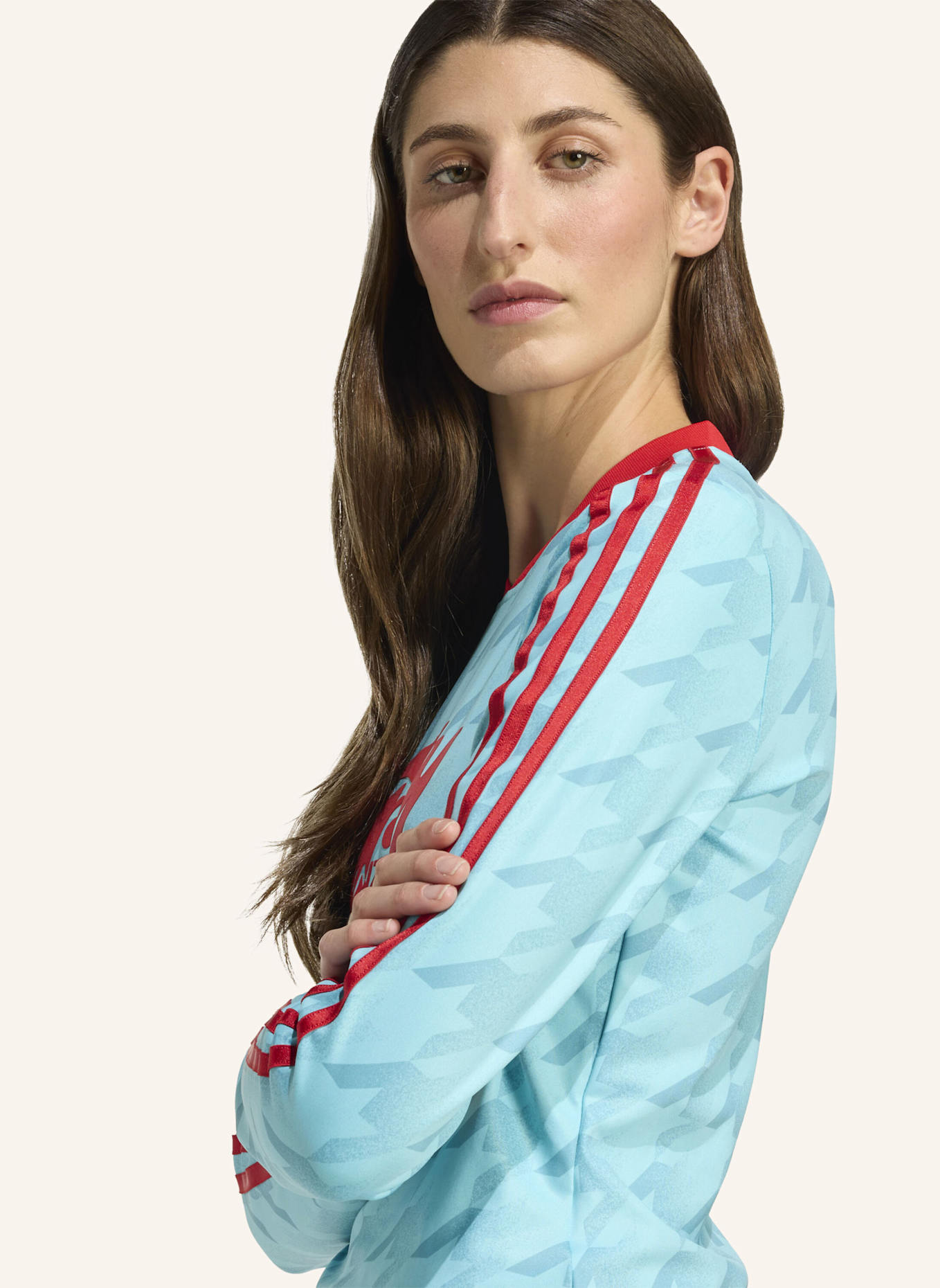adidas Originals LANGÄRMELIGES FUSSBALLTRIKOT MIT SCHMALER PASSFORM UND ALLOVER-GRAFIKPRINT: BLAU