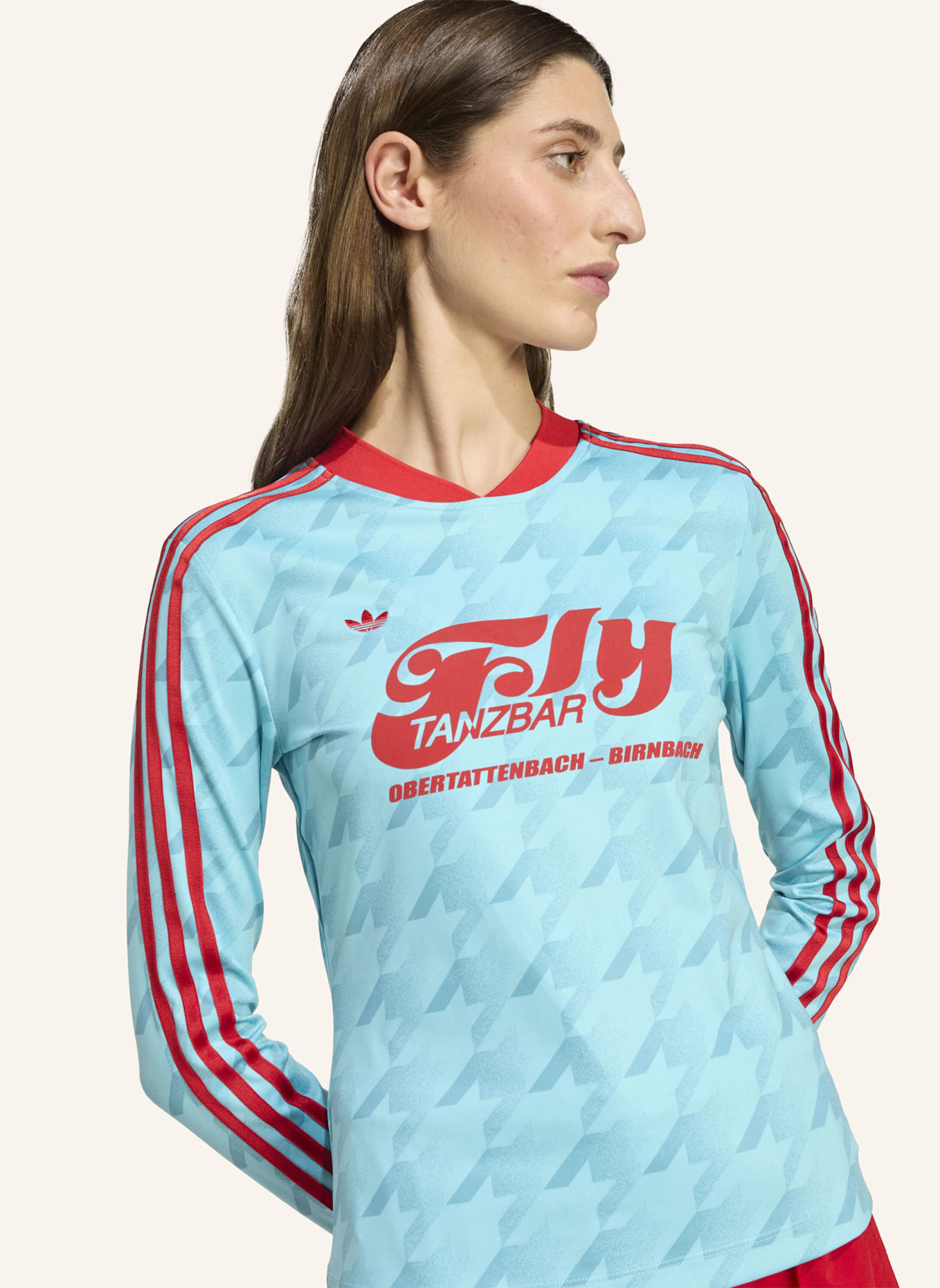 adidas Originals LANGÄRMELIGES FUSSBALLTRIKOT MIT SCHMALER PASSFORM UND ALLOVER-GRAFIKPRINT: BLAU