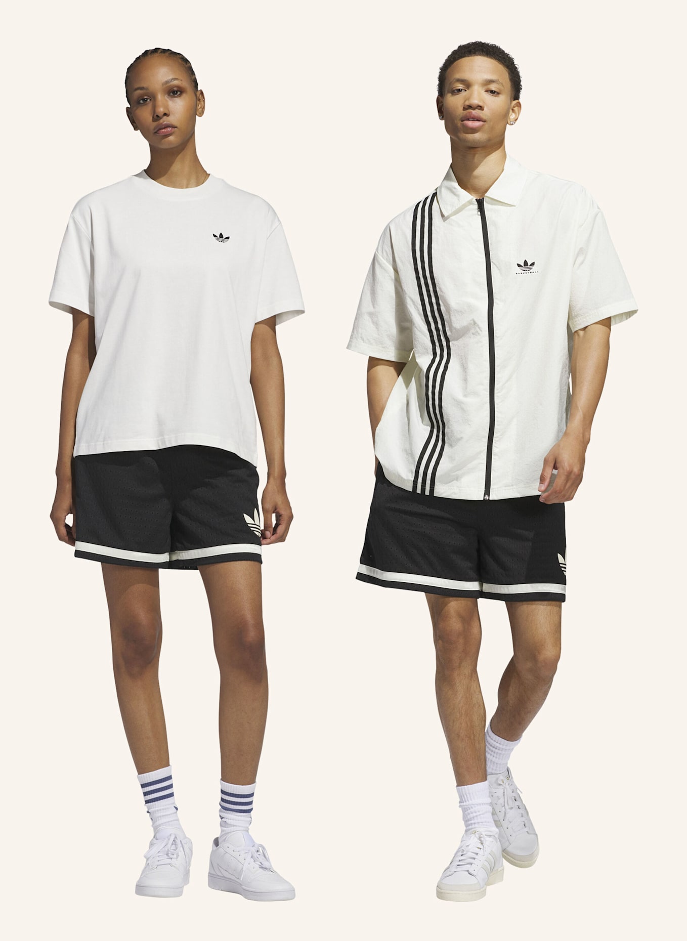 adidas Trainingsshorts ORIGINALS BASKETBALL: SCHWARZ/ WEISS
