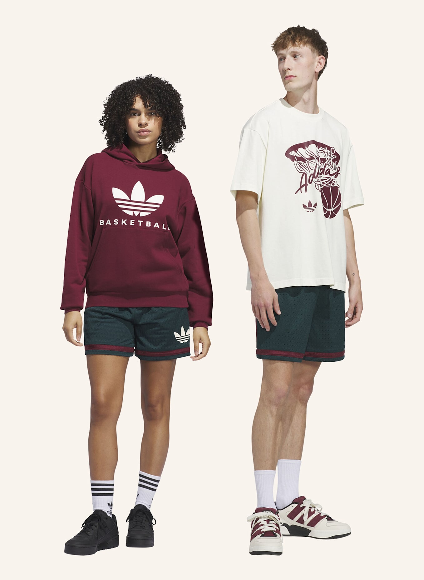 adidas Trainingsshorts ORIGINALS BASKETBALL: GRÜN/ ROT