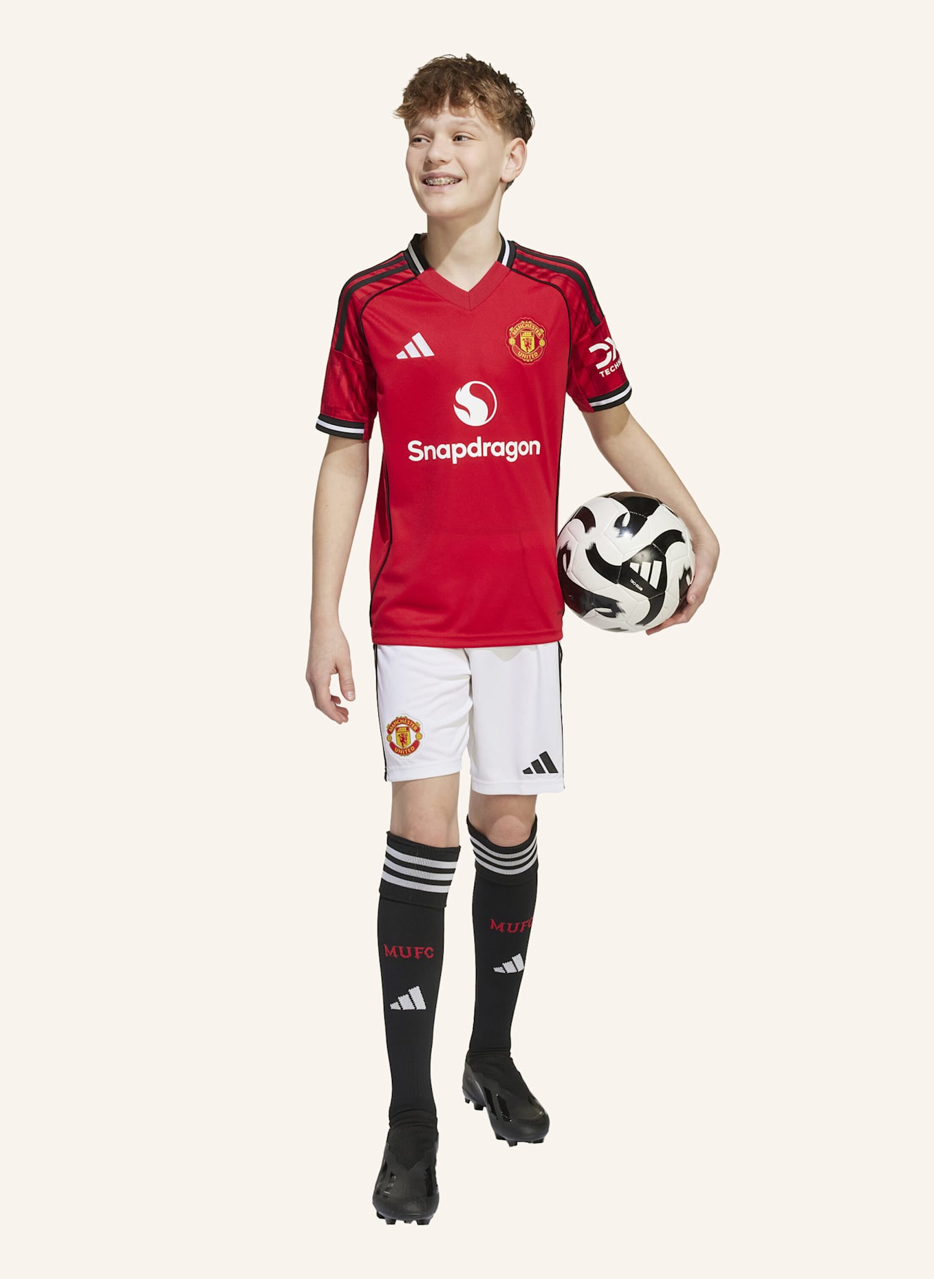 adidas MANCHESTER UNITED 25/26 KIDS HEIMTRIKOT: ROT
