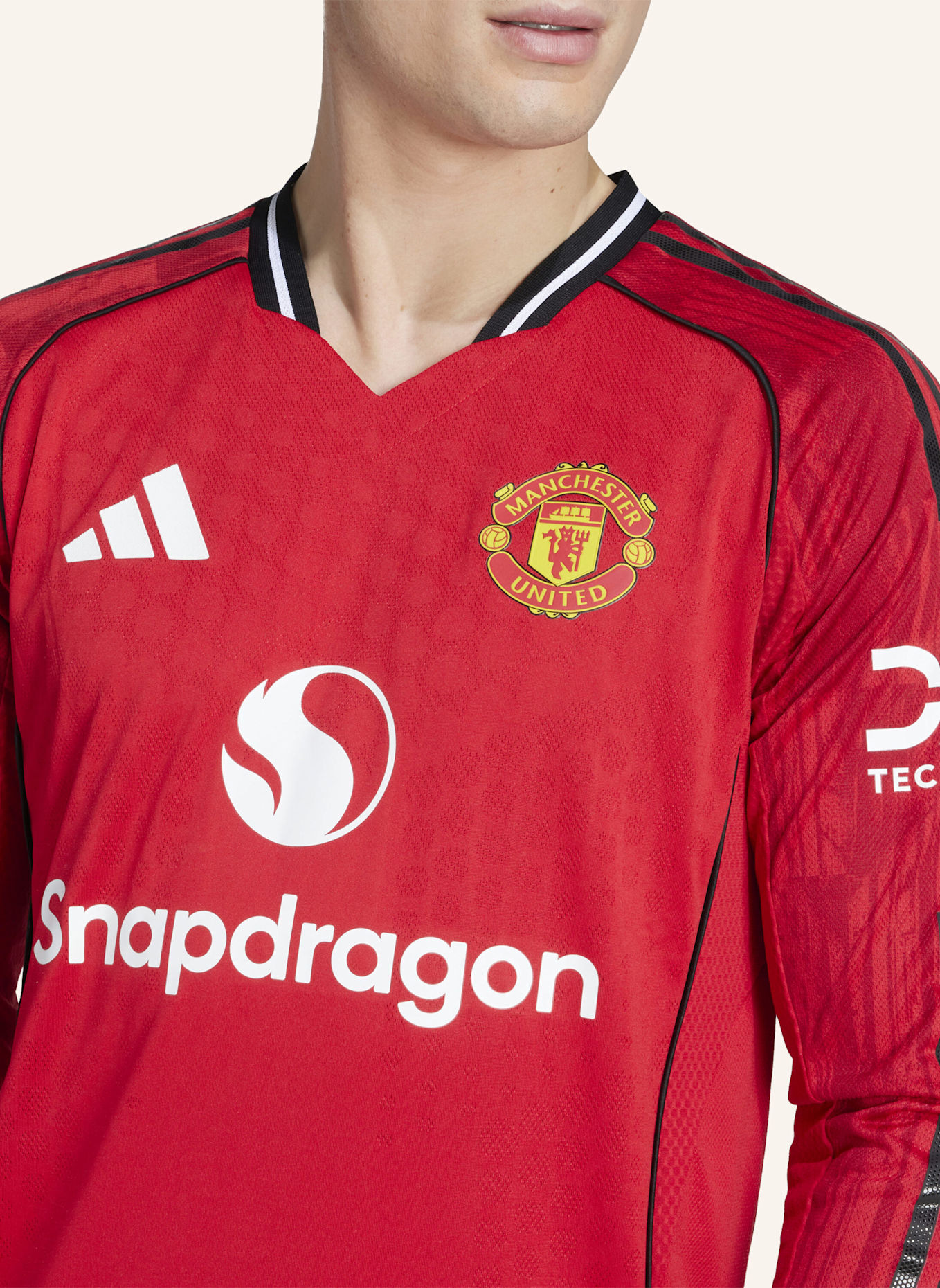 adidas MANCHESTER UNITED 25/26 LANGÄRMELIGES AUTHENTIC HEIMTRIKOT: ROT
