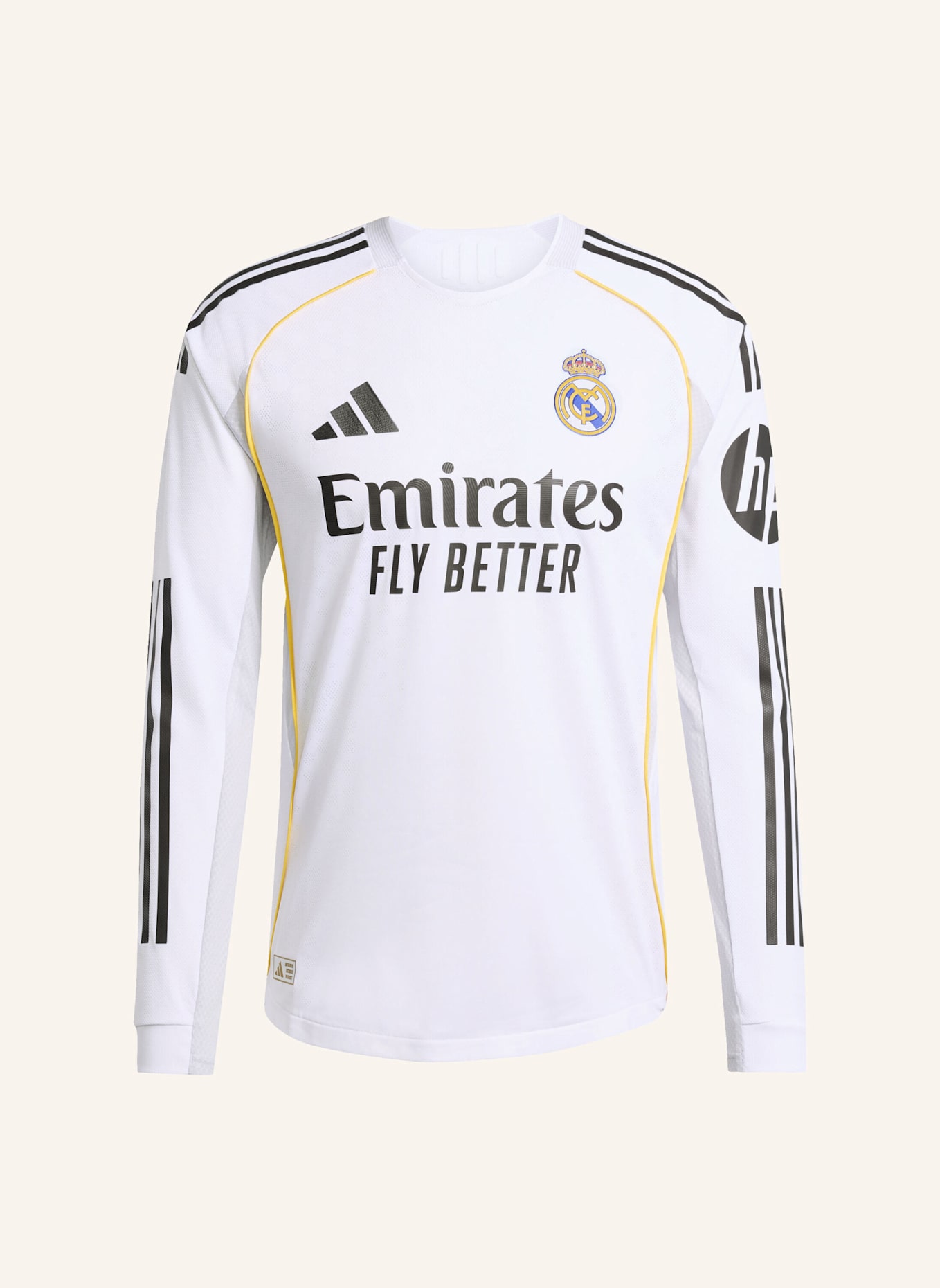 adidas REAL MADRID 25/26 LONG SLEEVE HEIMTRIKOT AUTHENTIC: WEISS