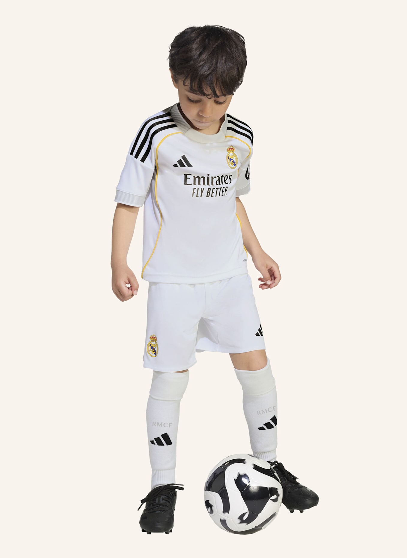 adidas REAL MADRID 25/26 HEIM MINI-AUSRÜSTUNG KINDER: WEISS