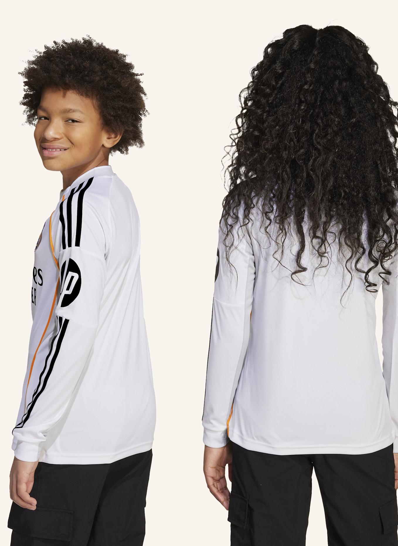 adidas REAL MADRID 25/26 LONG SLEEVE KIDS HEIMTRIKOT: WEISS