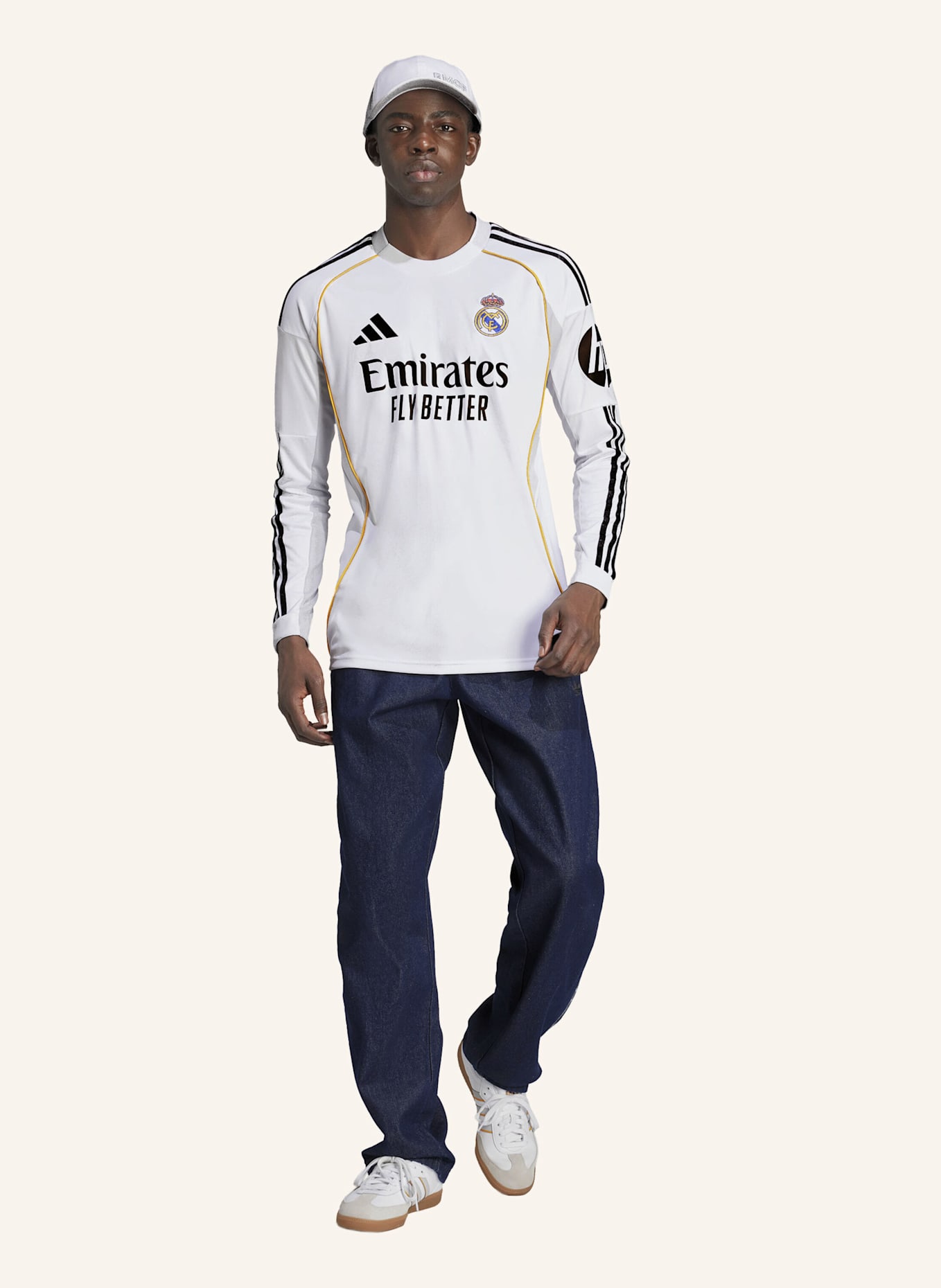 adidas REAL MADRID 25/26 LONG SLEEVE HEIMTRIKOT: WEISS