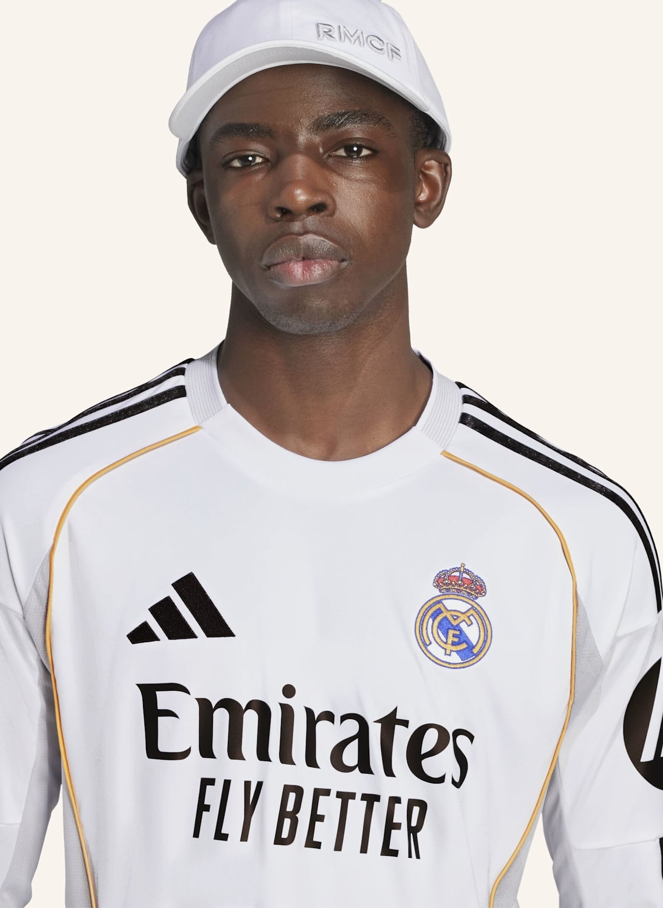 adidas REAL MADRID 25/26 LONG SLEEVE HEIMTRIKOT: WEISS