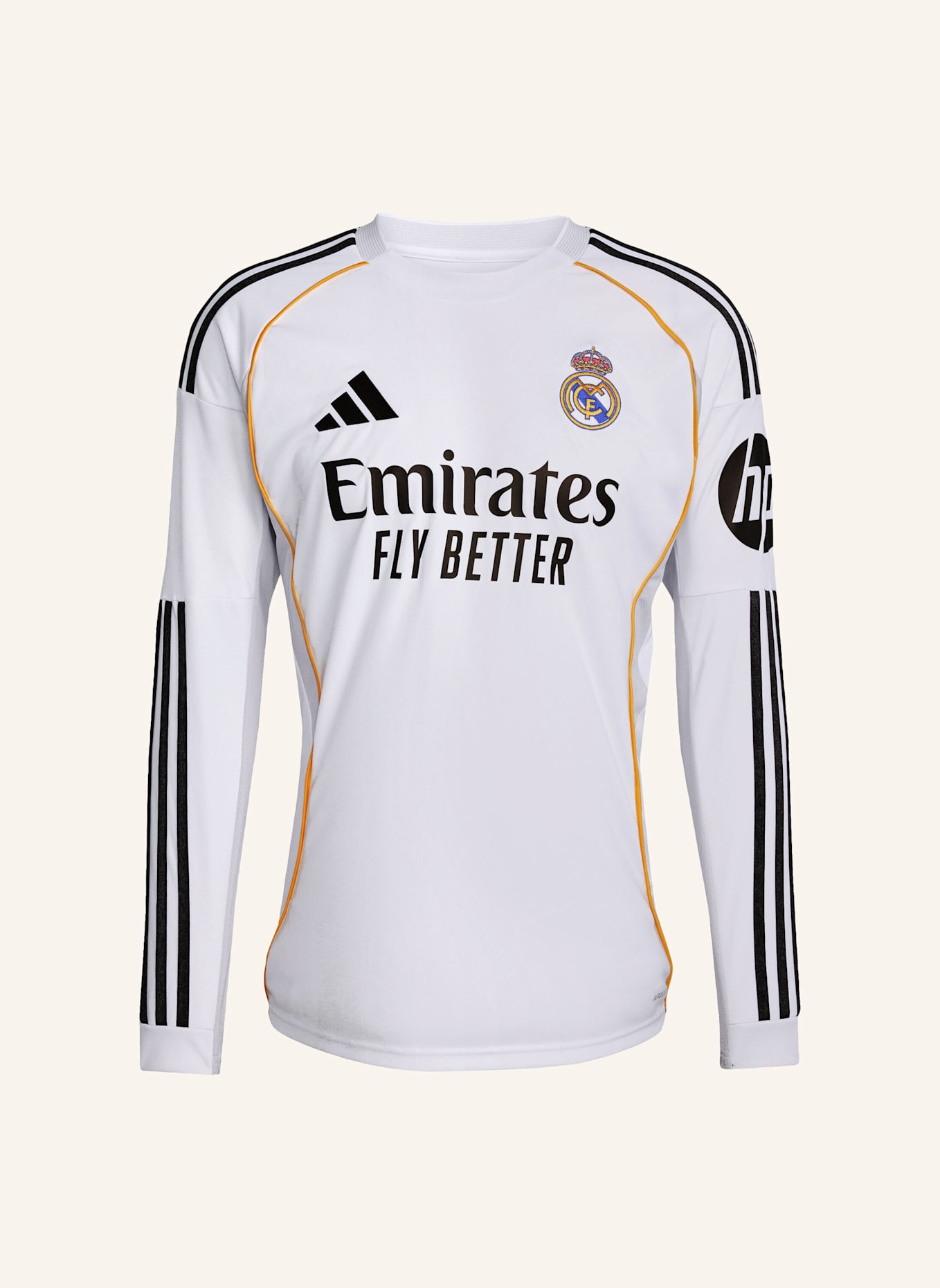 adidas REAL MADRID 25/26 LONG SLEEVE HEIMTRIKOT: WEISS