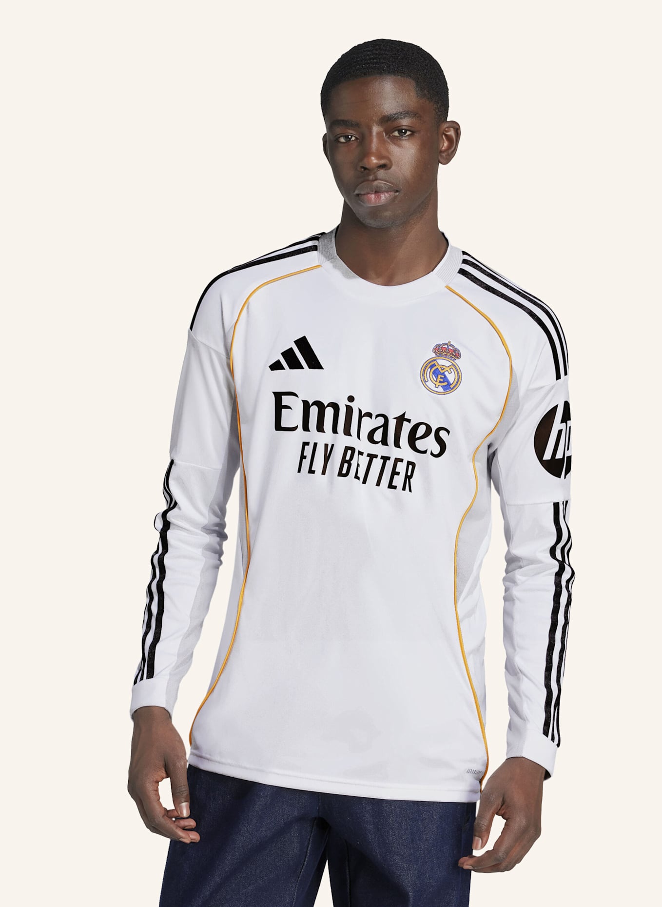 adidas REAL MADRID 25/26 LONG SLEEVE HEIMTRIKOT: WEISS
