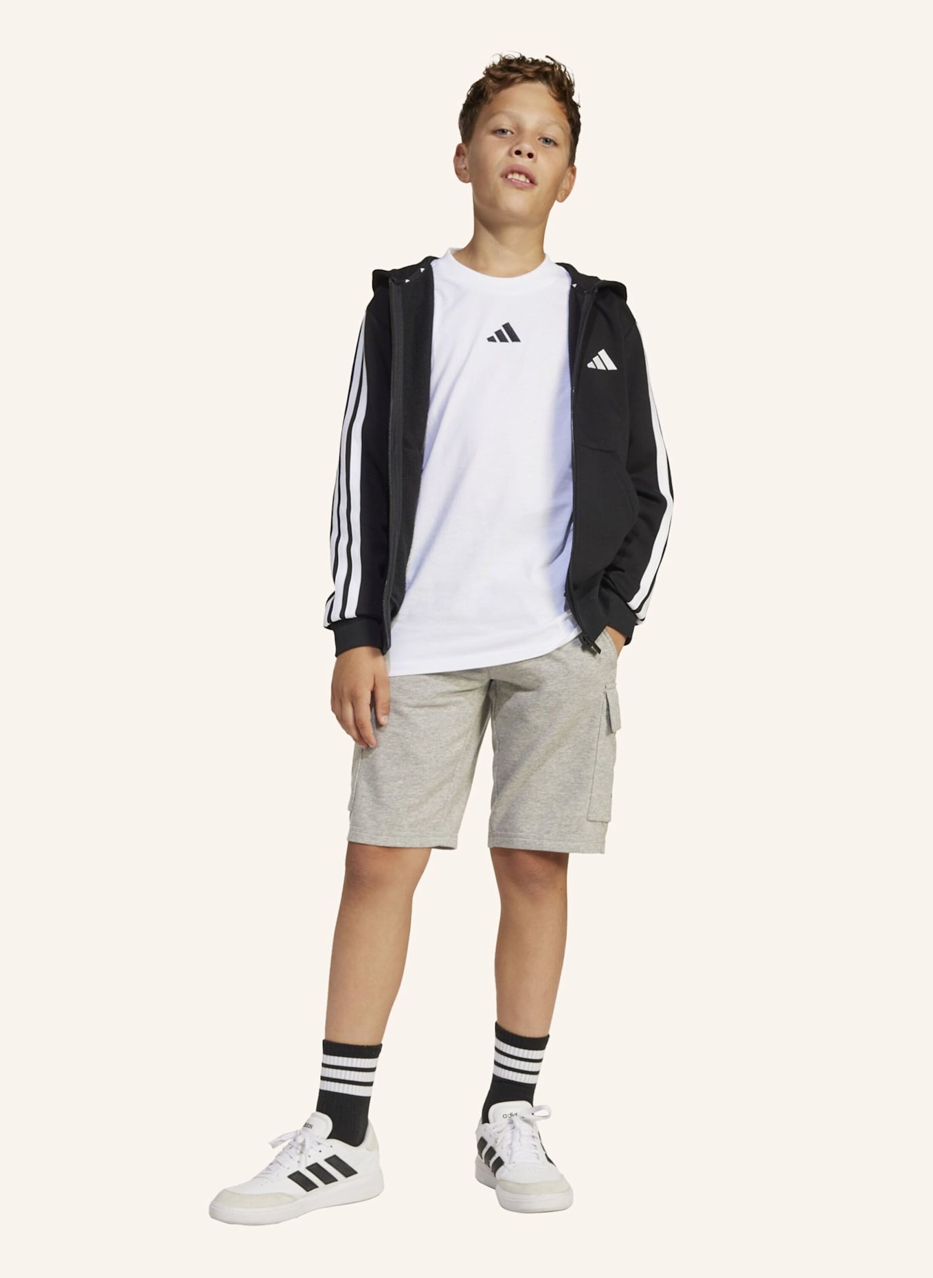 adidas Sweatjacke ESSENTIALS FULL ZIP: SCHWARZ/ WEISS