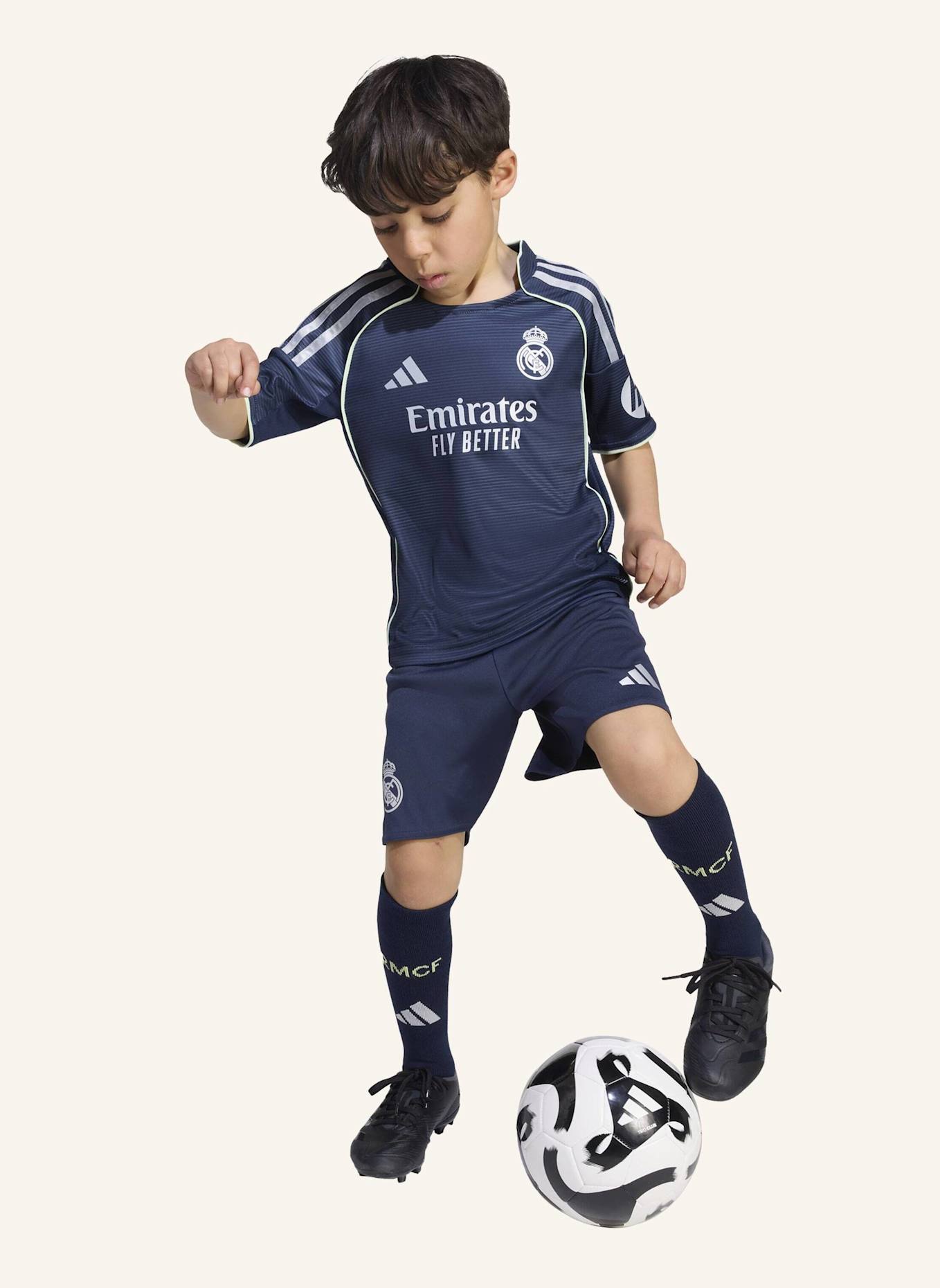 adidas REAL MADRID 25/26 AWAY KIDS MINI KIT: BLAU