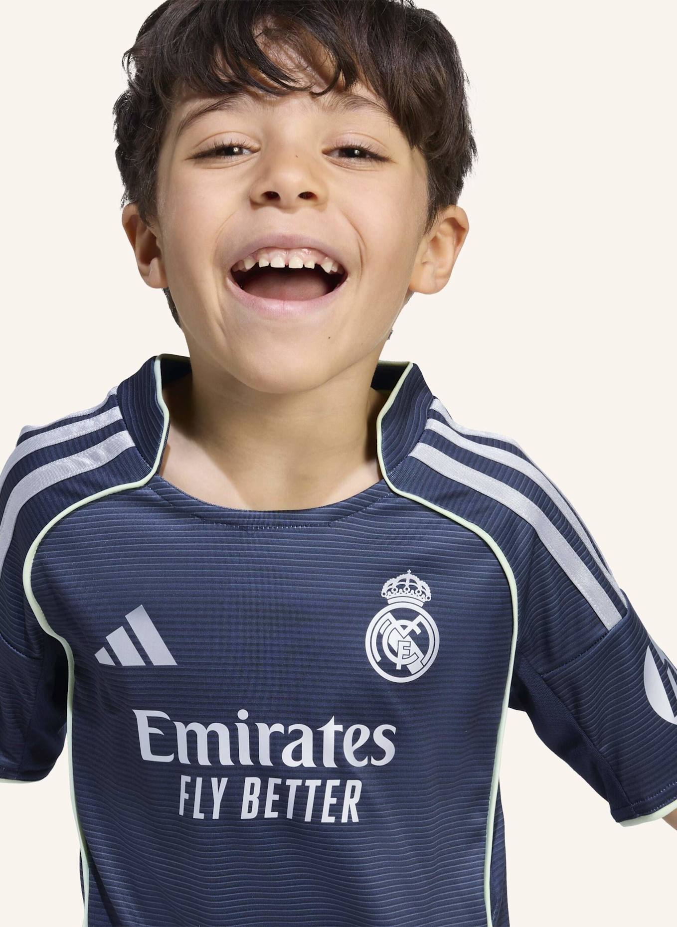 adidas REAL MADRID 25/26 AWAY KIDS MINI KIT: BLAU