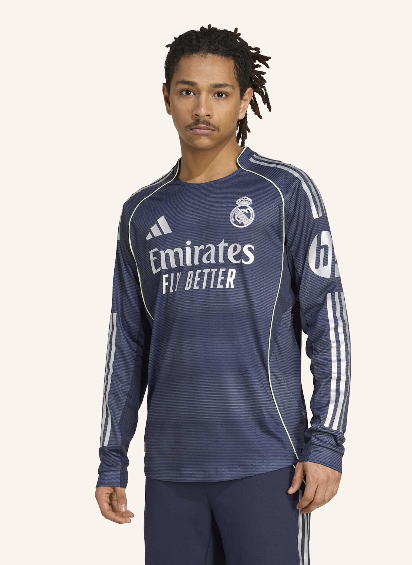 adidas REAL MADRID 25/26 LANGARM AUSWÄRTS AUTHENTIC TRIKOT: BLAU