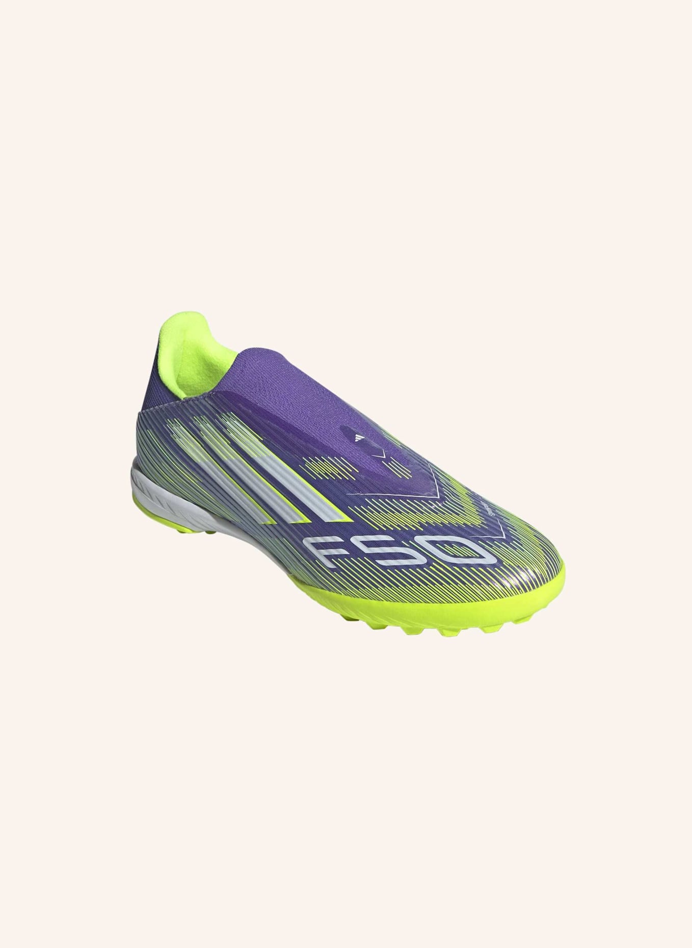 adidas F50 LEAGUE LACELESS TF FUSSBALLSCHUH: LILA/ WEISS/ GELB