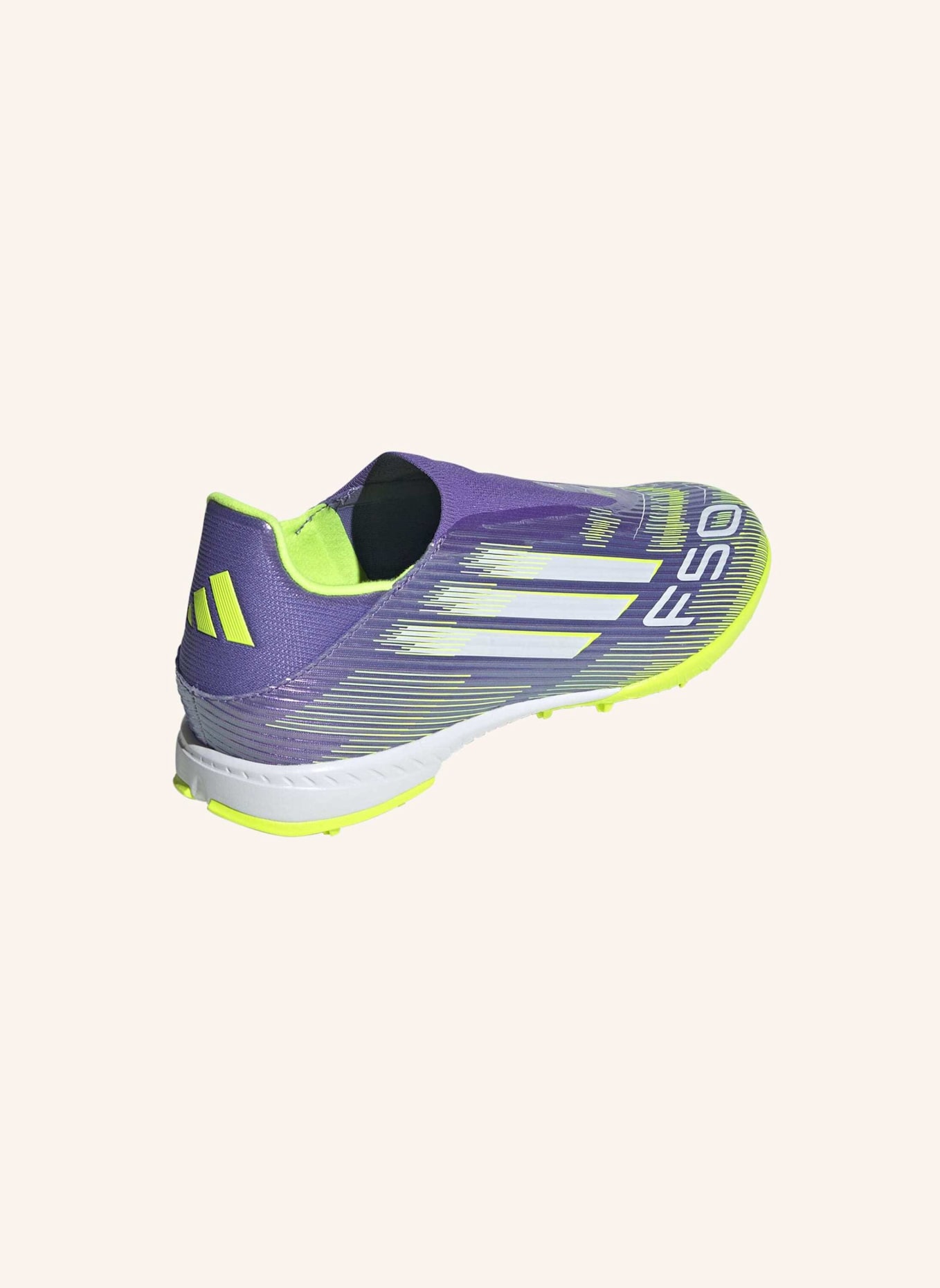 adidas F50 LEAGUE LACELESS TF FUSSBALLSCHUH: LILA/ WEISS/ GELB