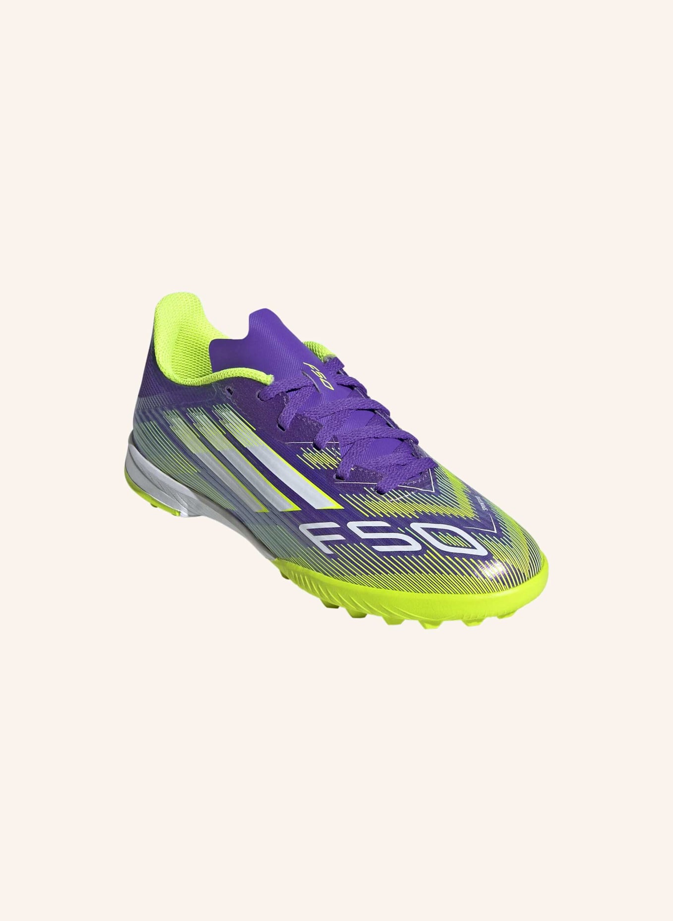 adidas F50 LEAGUE KIDS TF FUSSBALLSCHUH: LILA/ WEISS/ GELB