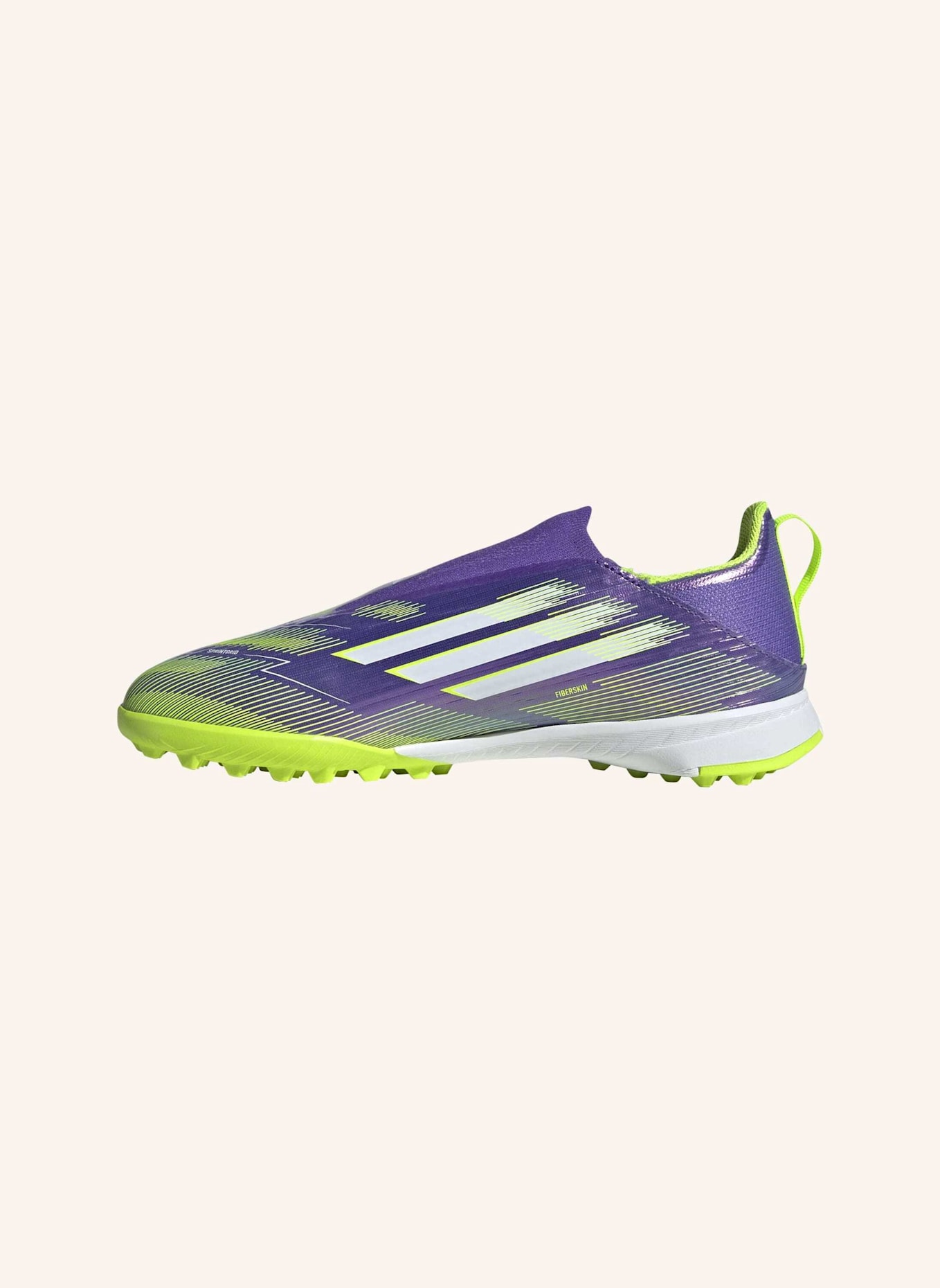 adidas F50 LEAGUE LACELESS KIDS TF FUSSBALLSCHUH: LILA/ WEISS/ GELB