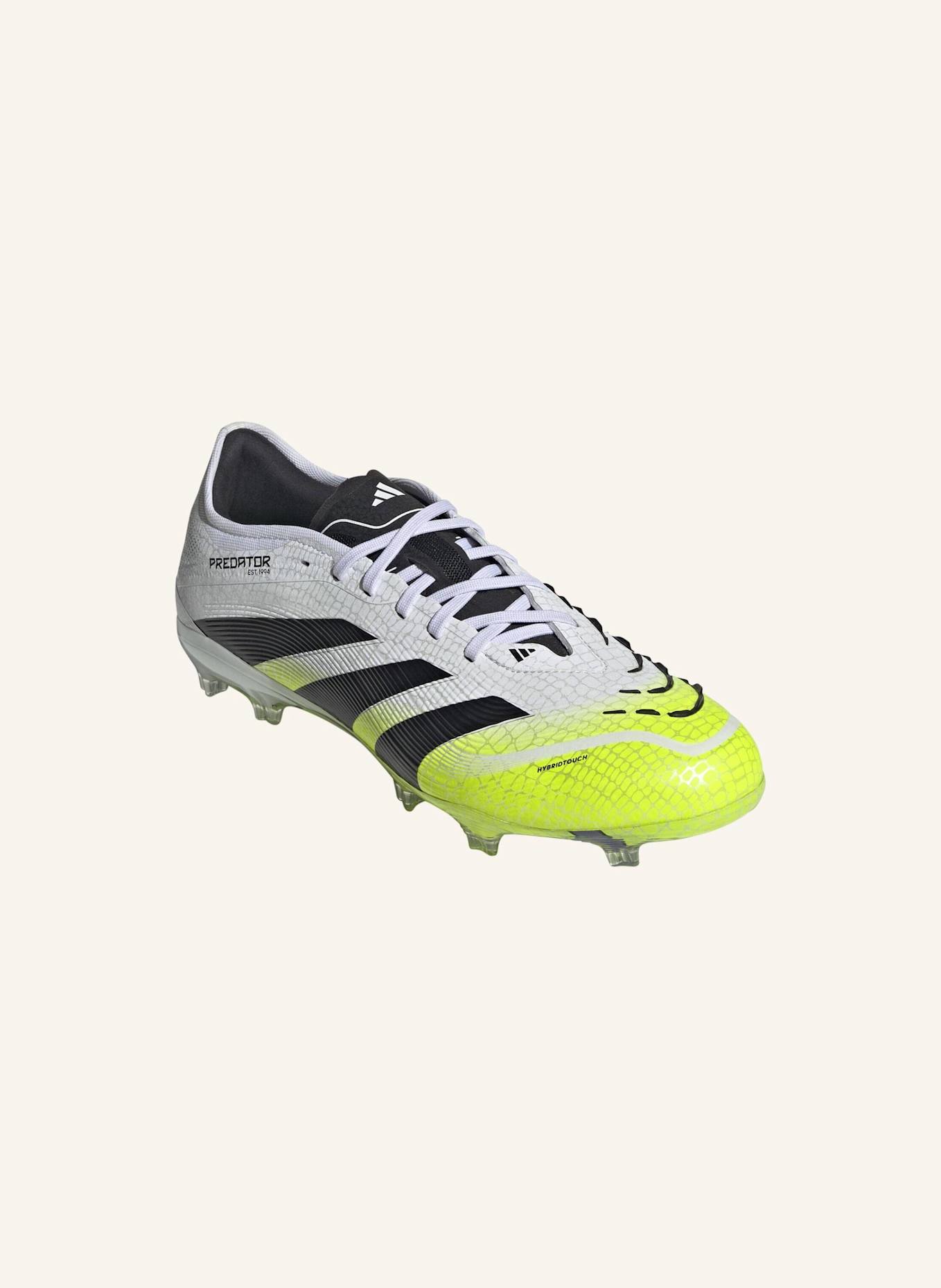 adidas PREDATOR PRO FESTE BÖDEN FUSSBALLSCHUHE: WEISS/ SCHWARZ/ GELB