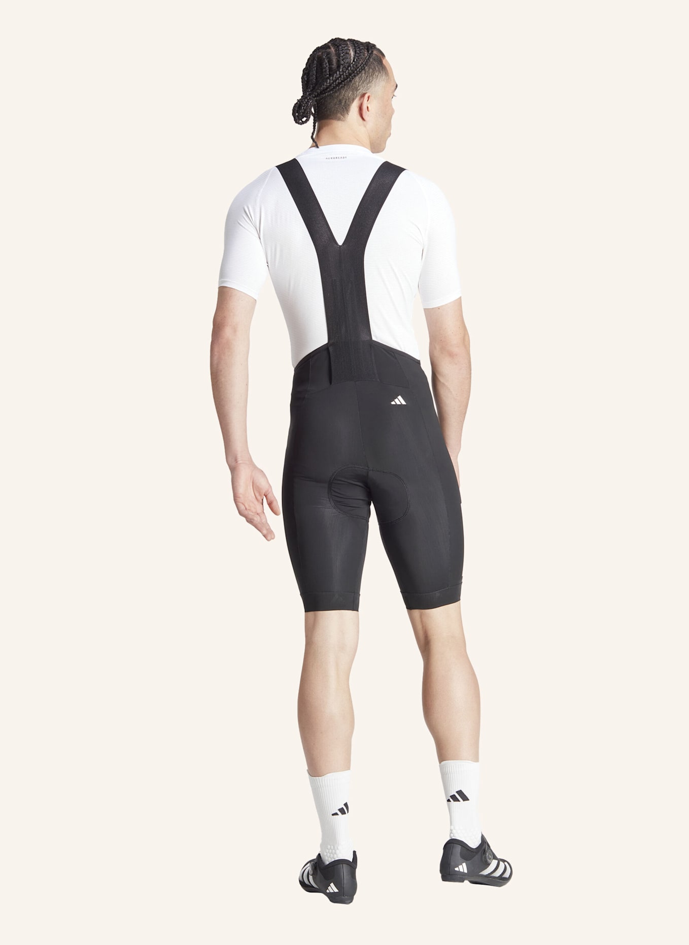 adidas ESSENTIALS 3-STREIFEN PADDED CYCLING TRÄGERSHORTS: SCHWARZ