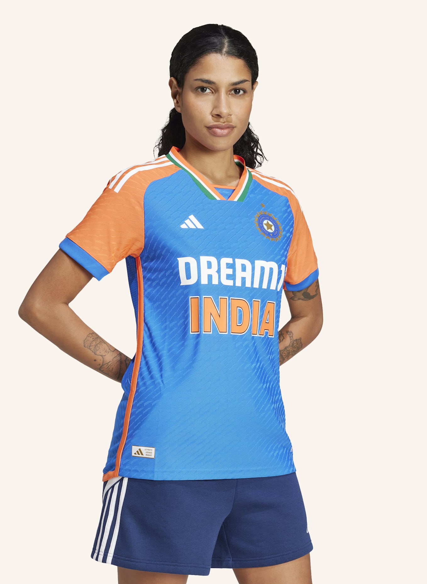 adidas INDIA CRICKET T20I TRIKOT: BLAU/ ORANGE