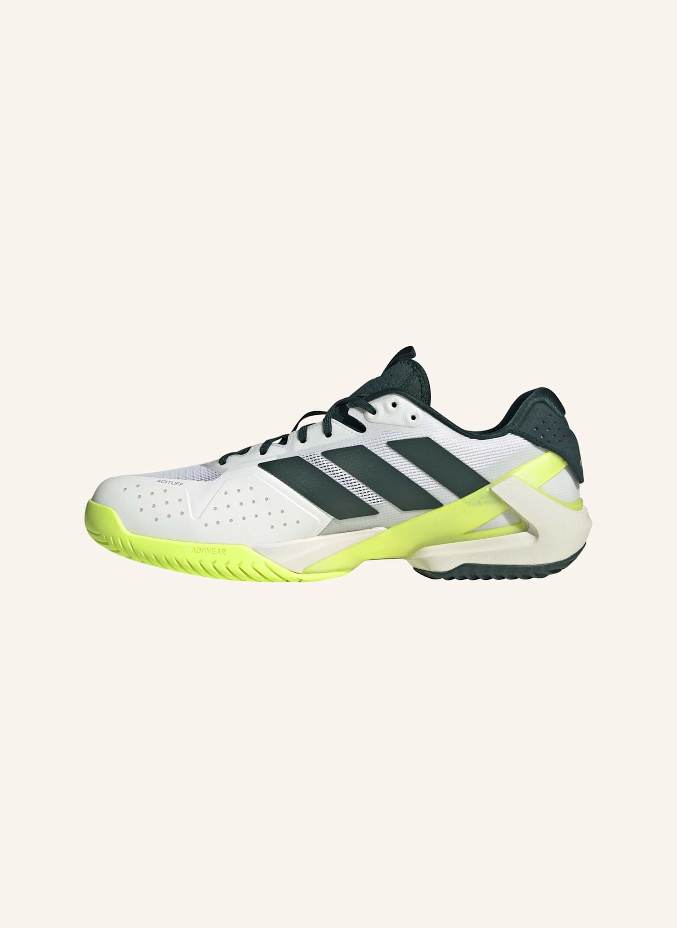 adidas ADIZERO UBERSONIC 5 TENNISSCHUH: WEISS/ GRÜN/ GELB